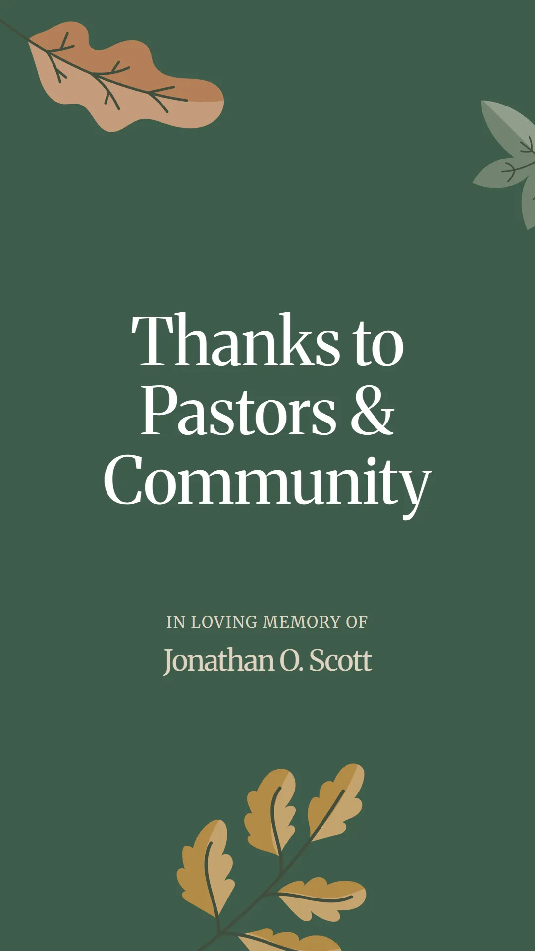Thanks to Pastors and Community