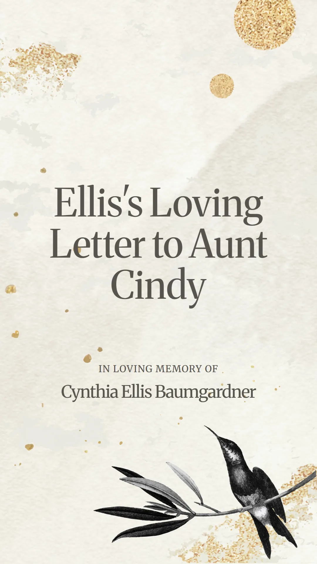Ellis's Loving Letter to Aunt Cindy