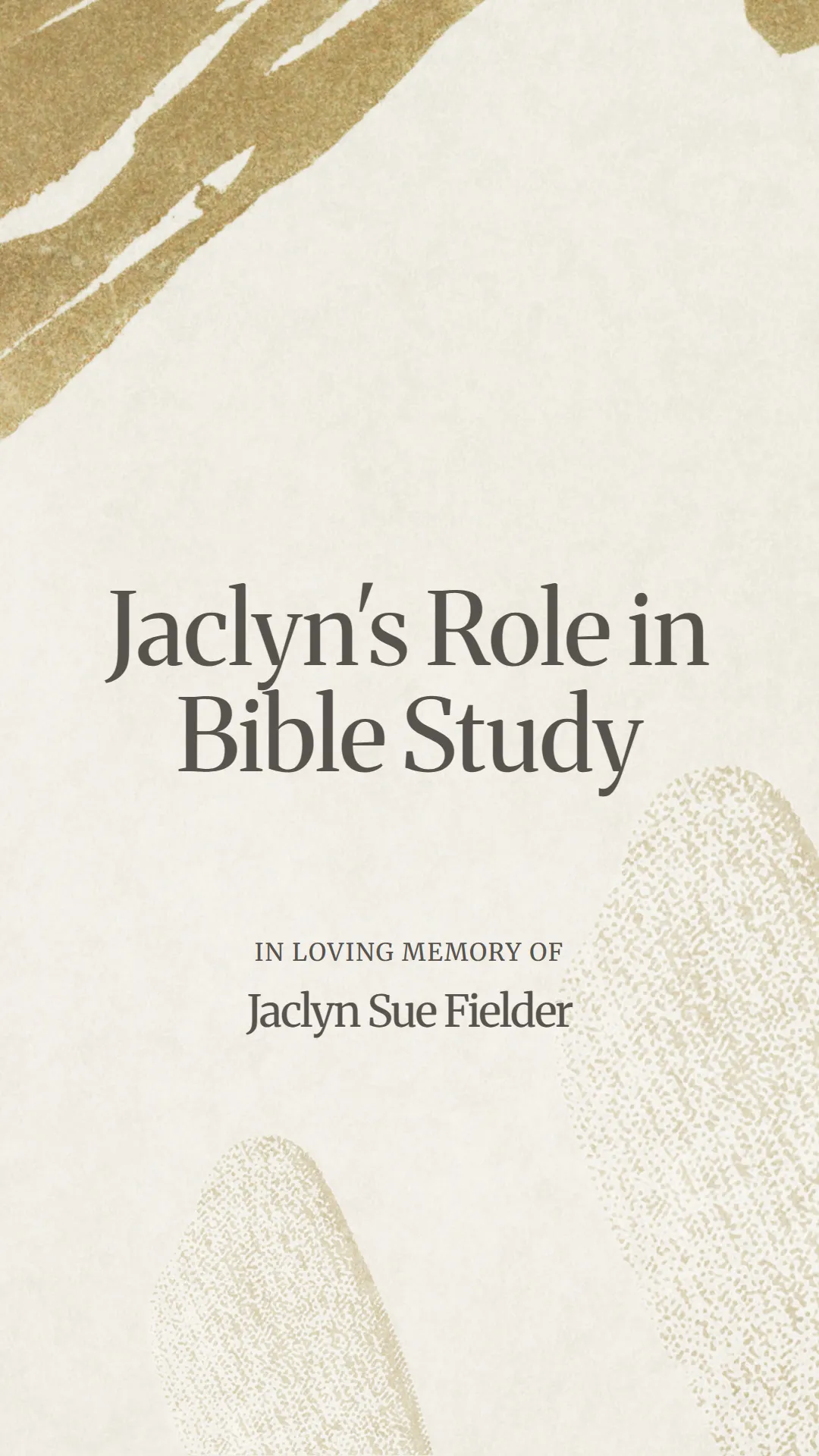 Jaclyn's Role in Bible Study