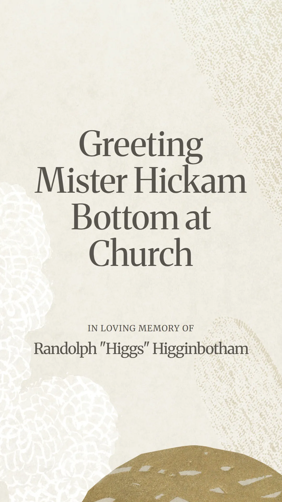 Greeting Mister Hickam Bottom at Church