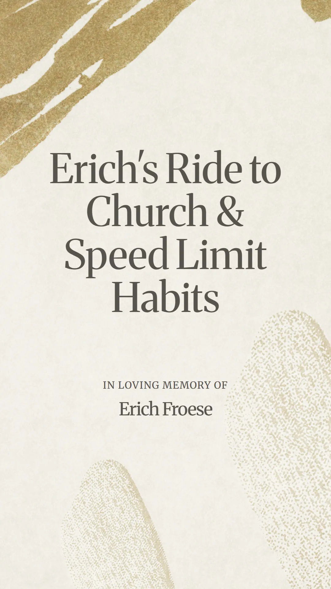 Erich's Ride to Church and Speed Limit Habits