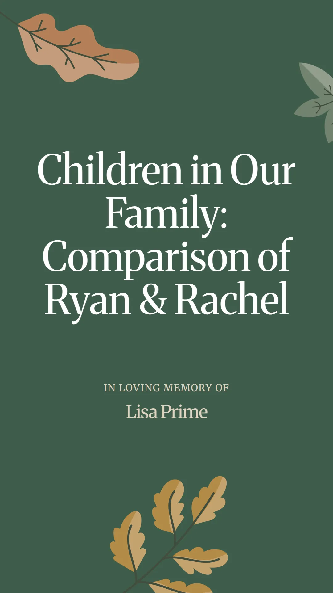 Children in Our Family: Comparison of Ryan and Rachel