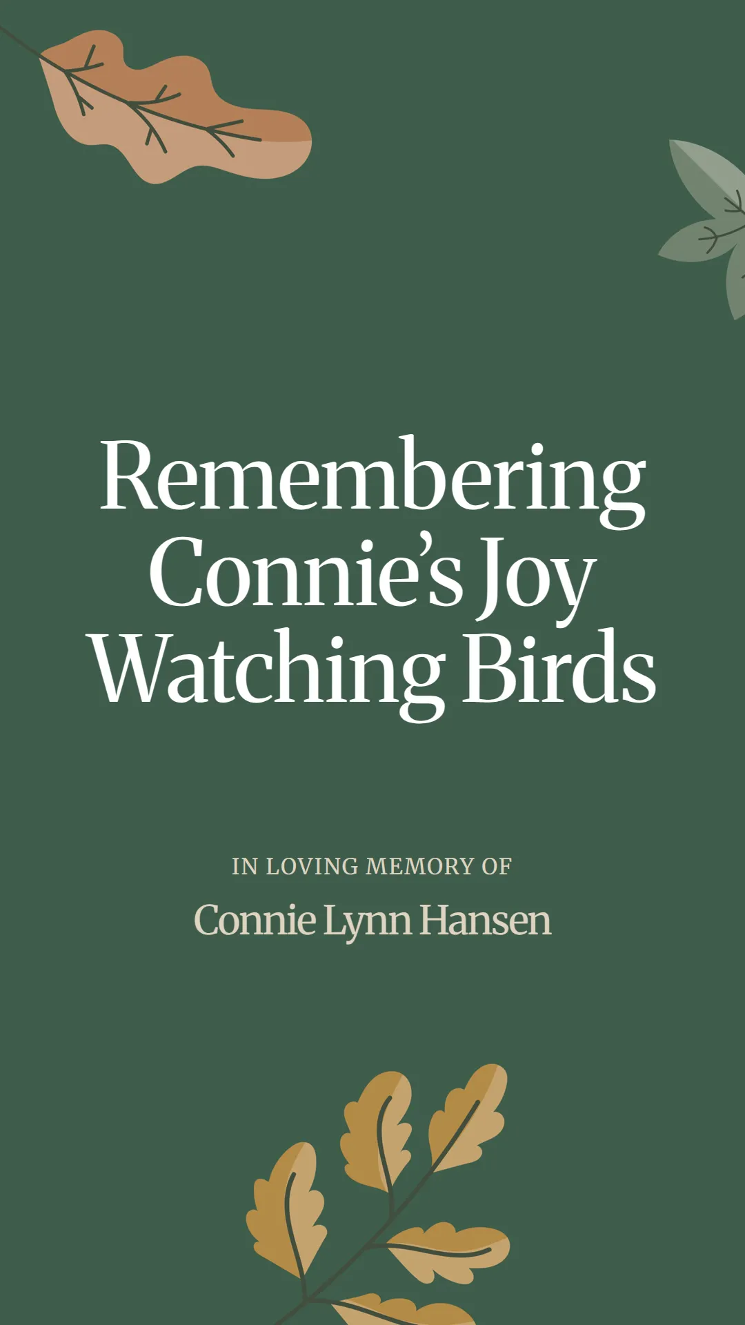 Remembering Connie’s Joy Watching Birds