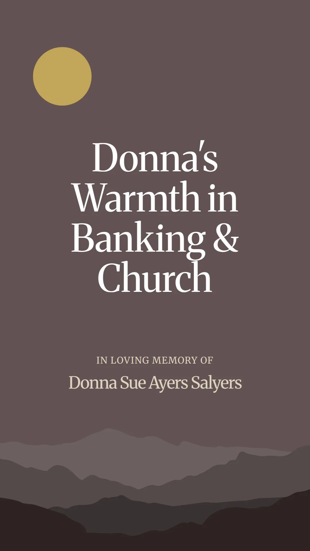 Donna's Warmth in Banking and Church