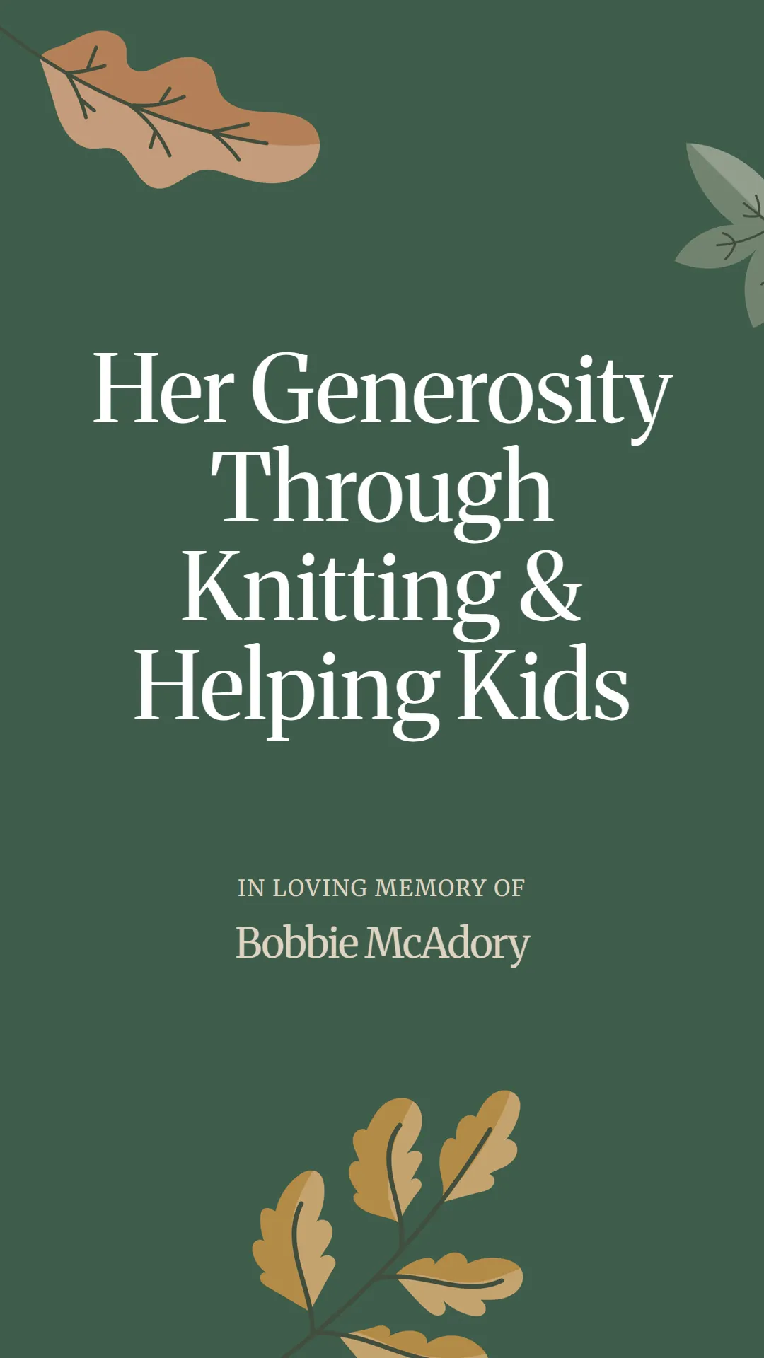 Her Generosity Through Knitting and Helping Kids