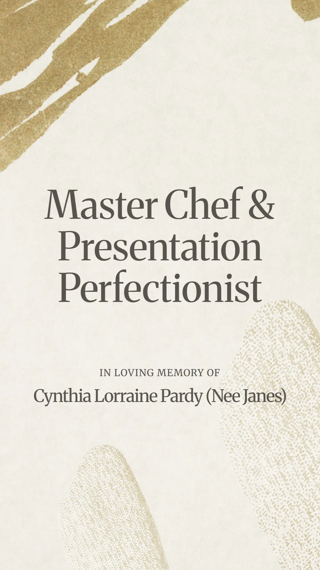 Master Chef and Presentation Perfectionist