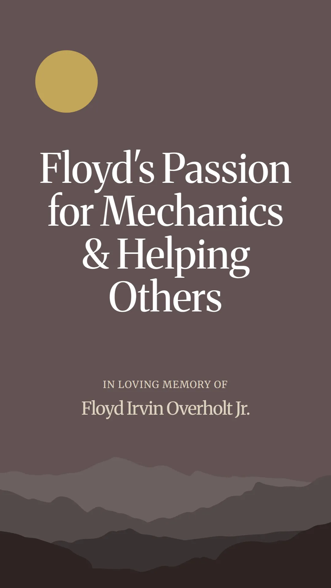 Floyd's Passion for Mechanics and Helping Others