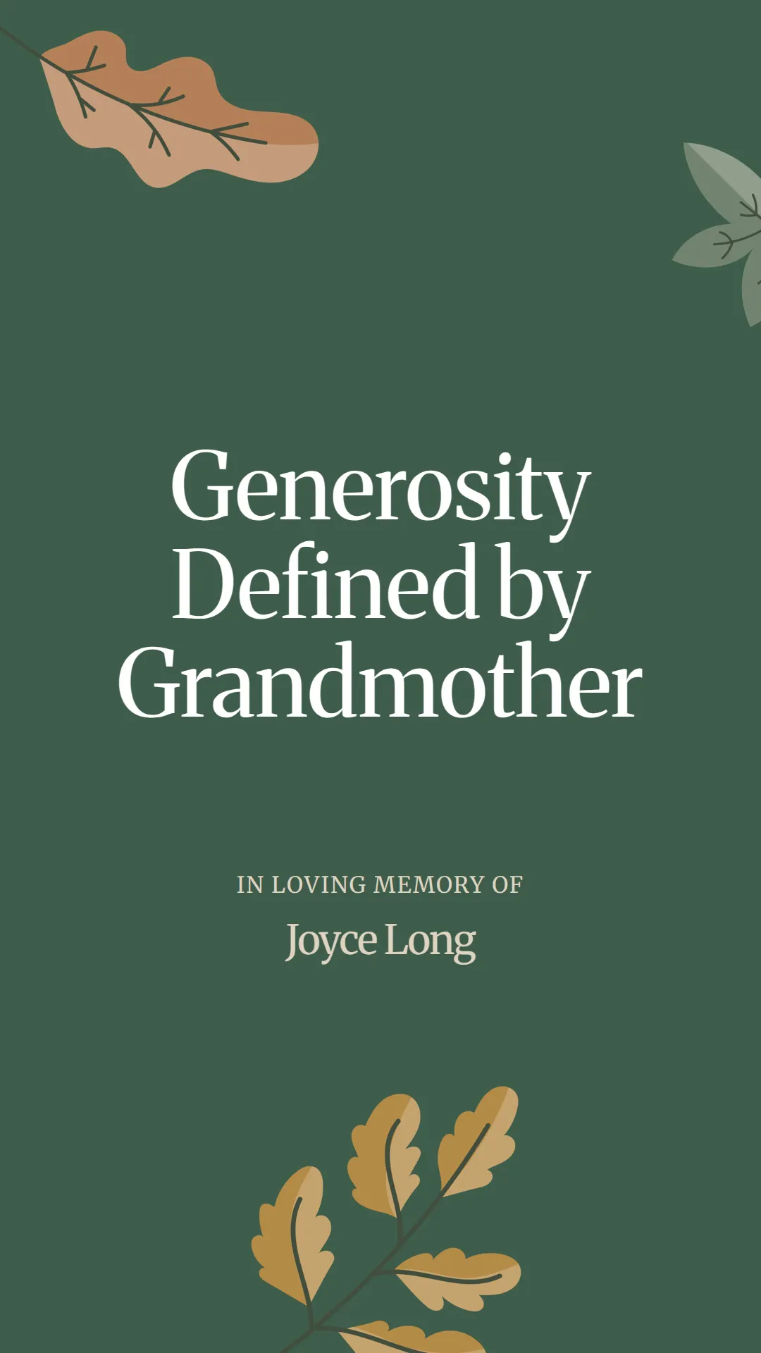 Generosity Defined by Grandmother