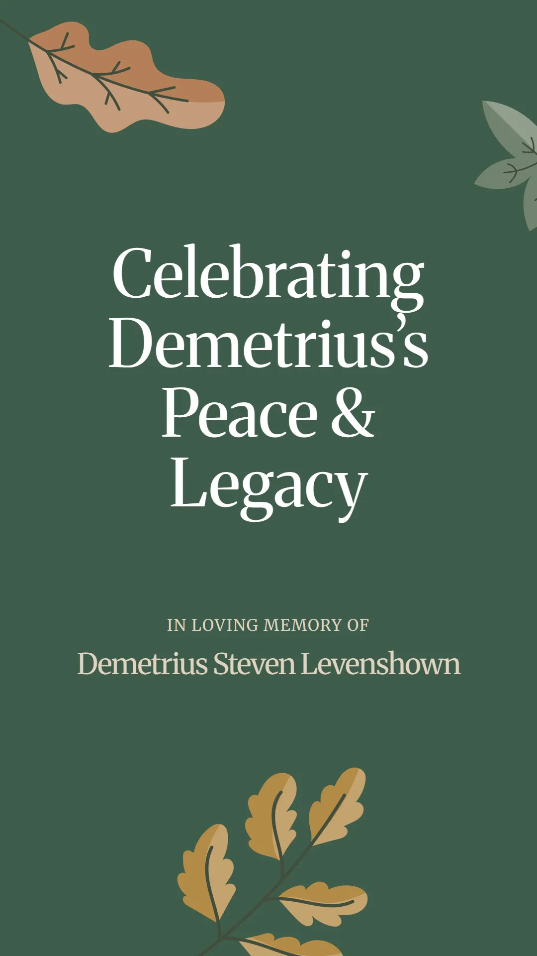 Celebrating Demetrius’s Peace and Legacy