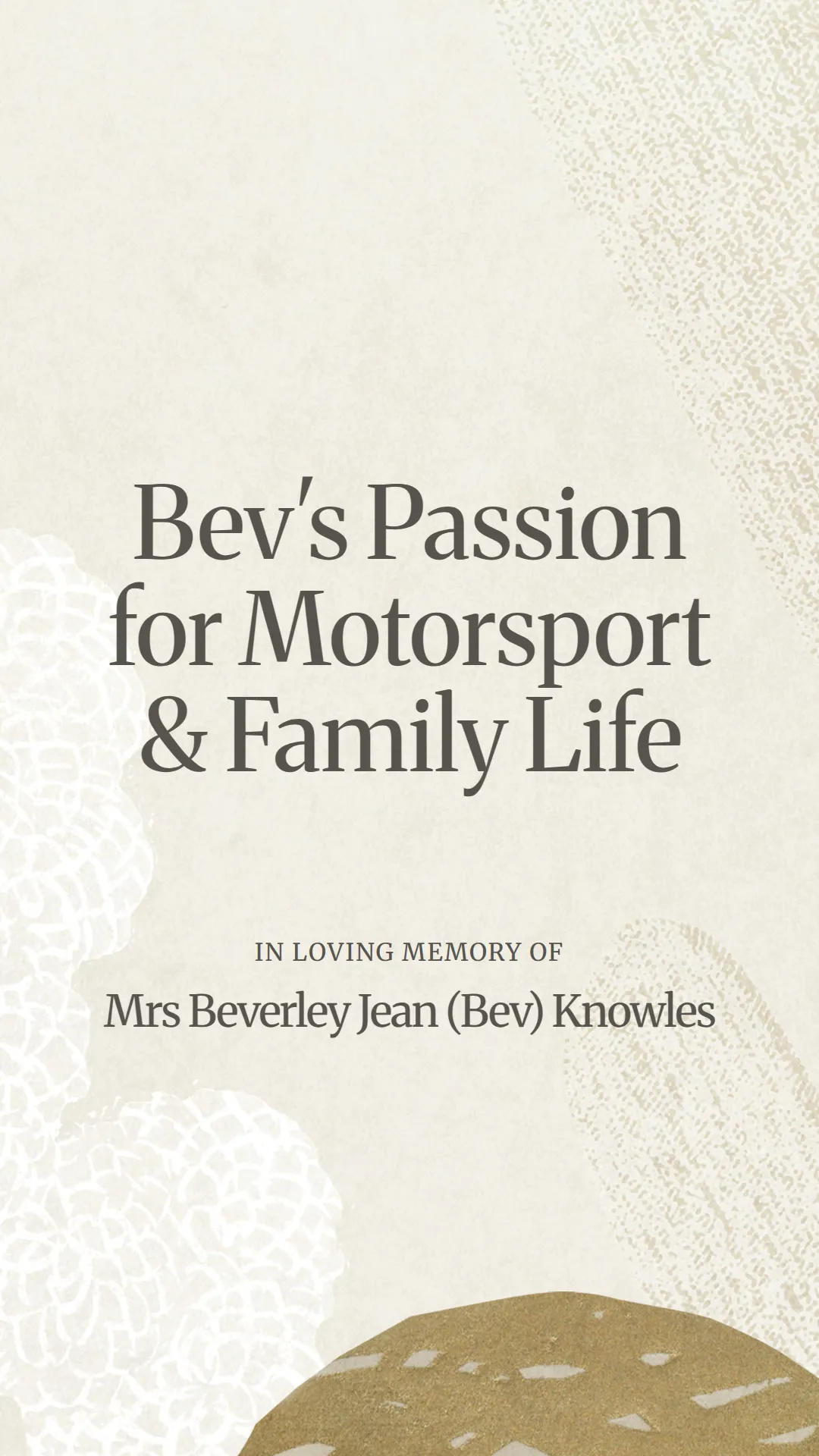 Bev's Passion for Motorsport and Family Life