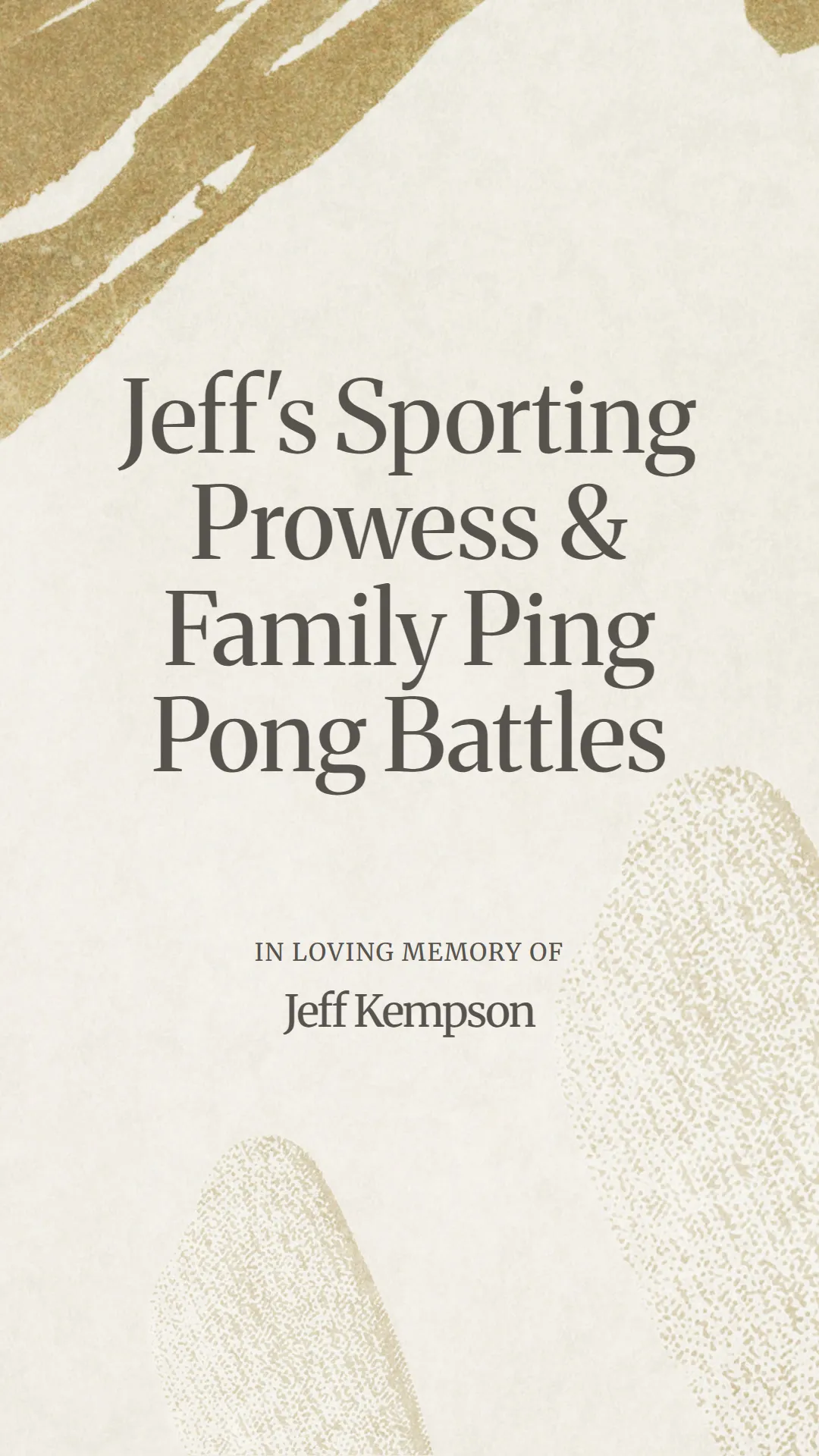 Jeff's Sporting Prowess and Family Ping Pong Battles