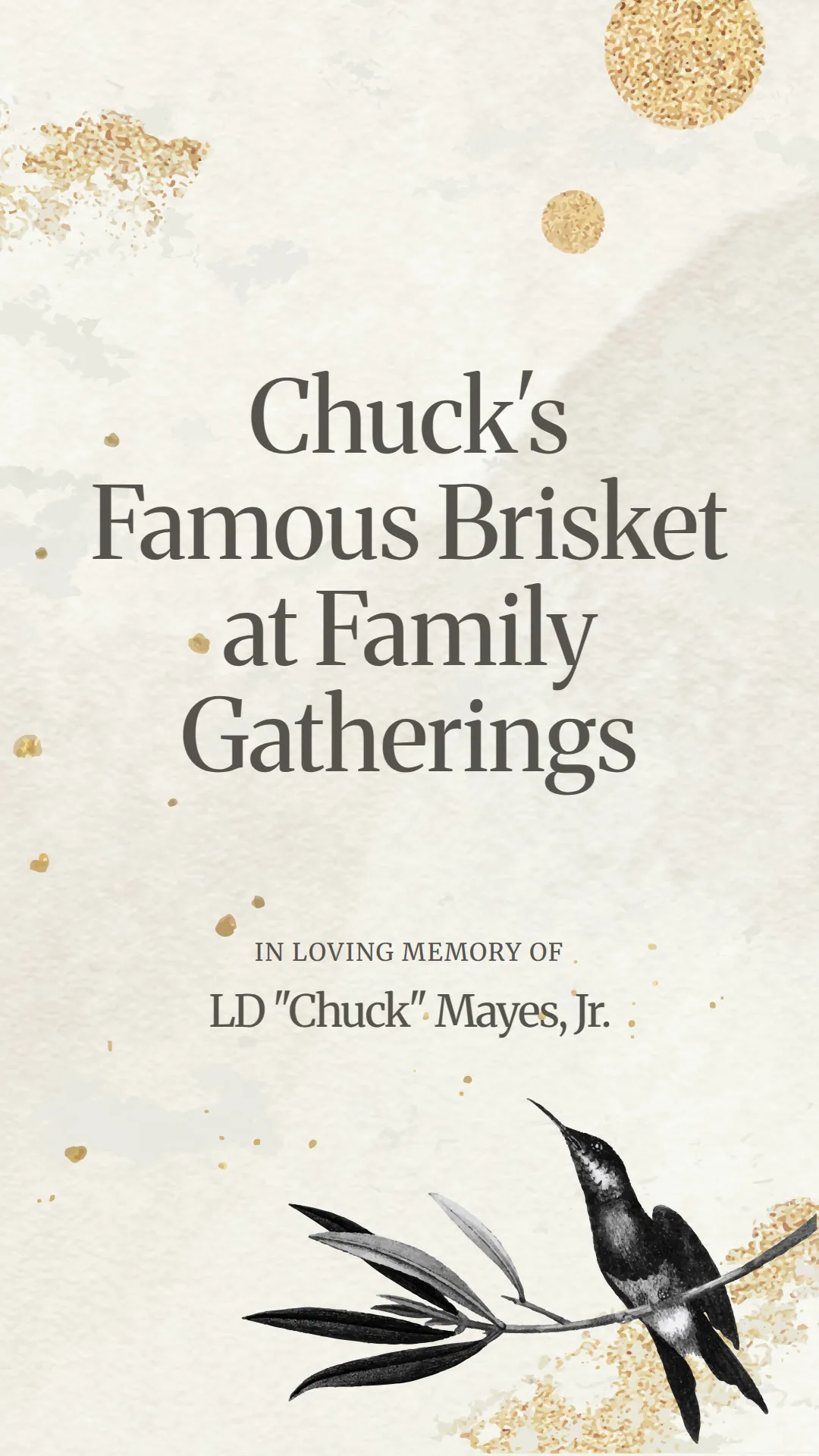 Chuck's Famous Brisket at Family Gatherings