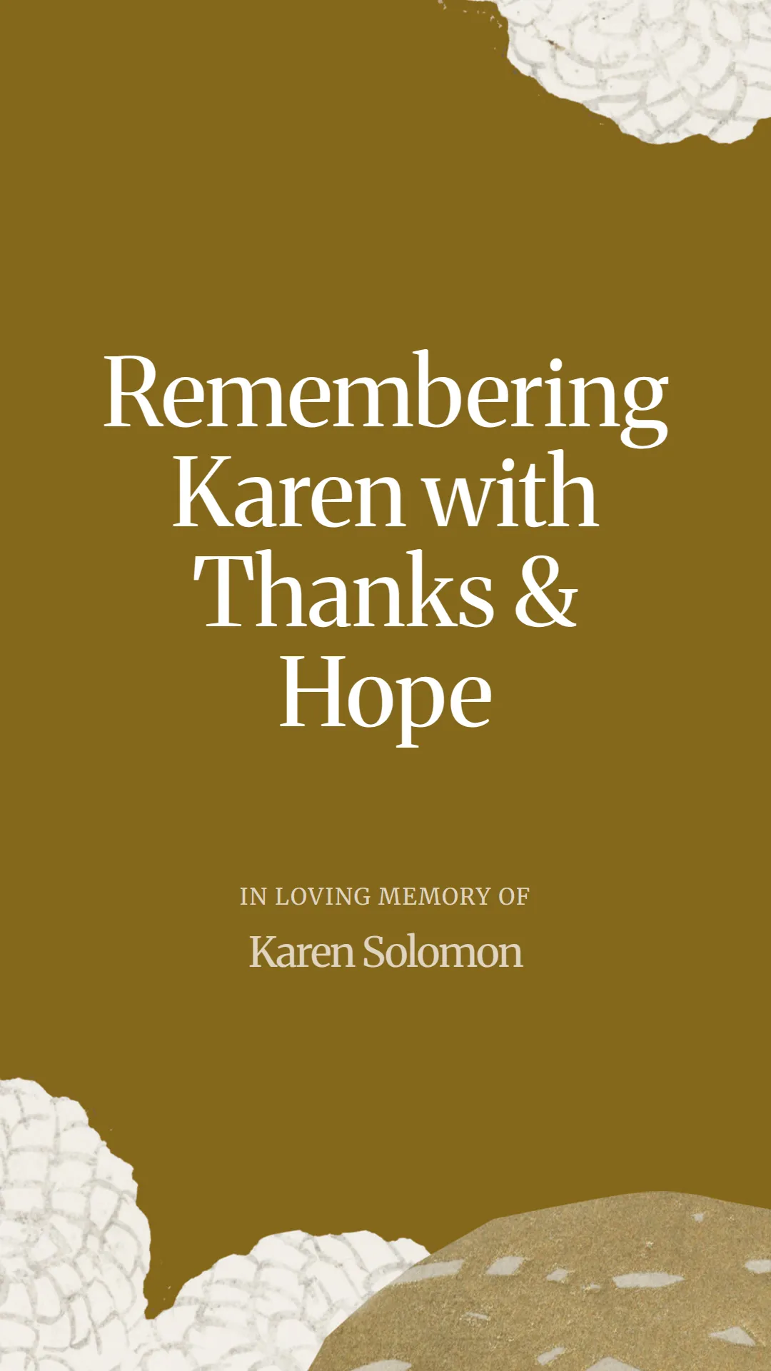 Remembering Karen with Thanks and Hope