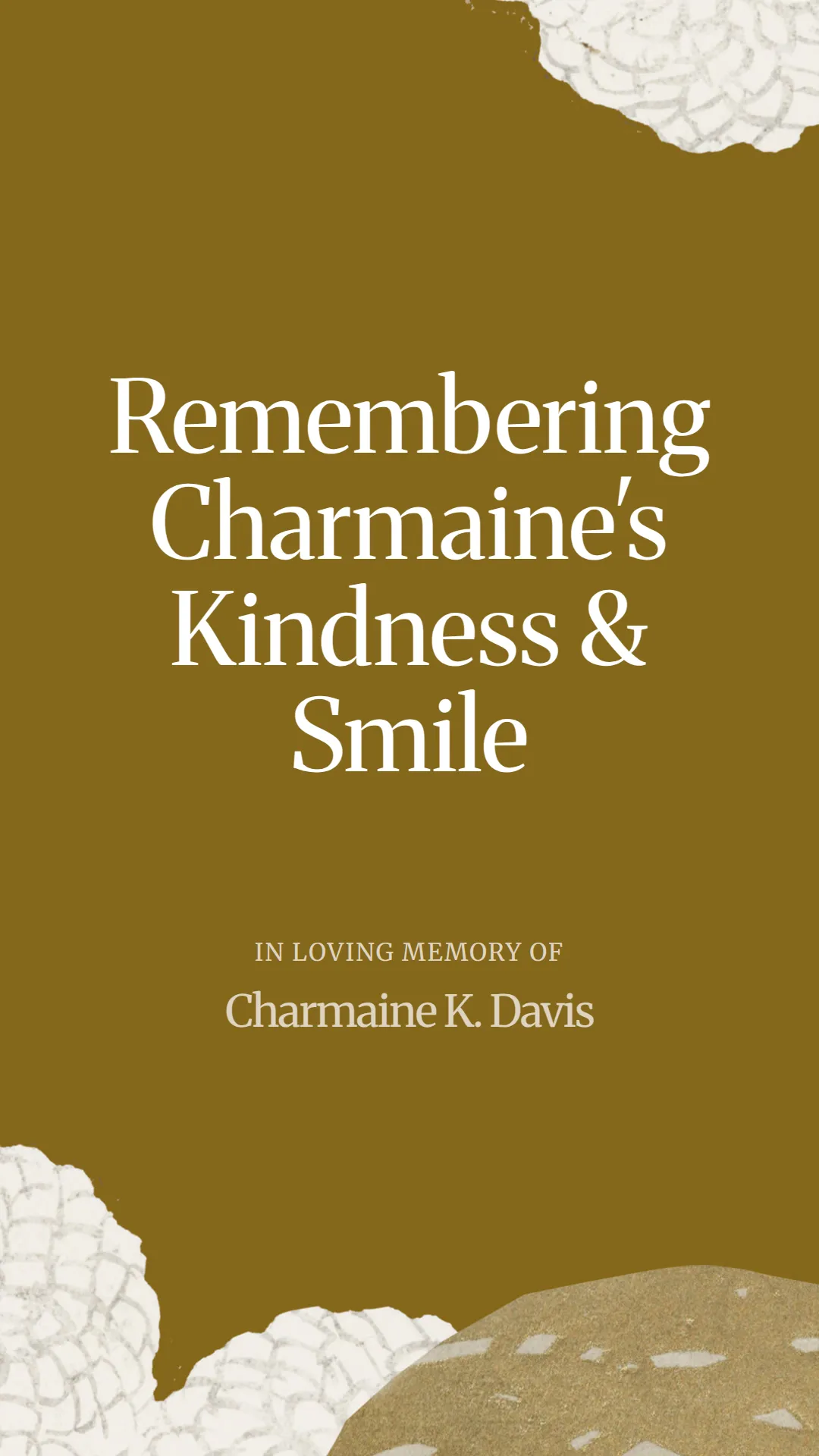 Remembering Charmaine's Kindness and Smile