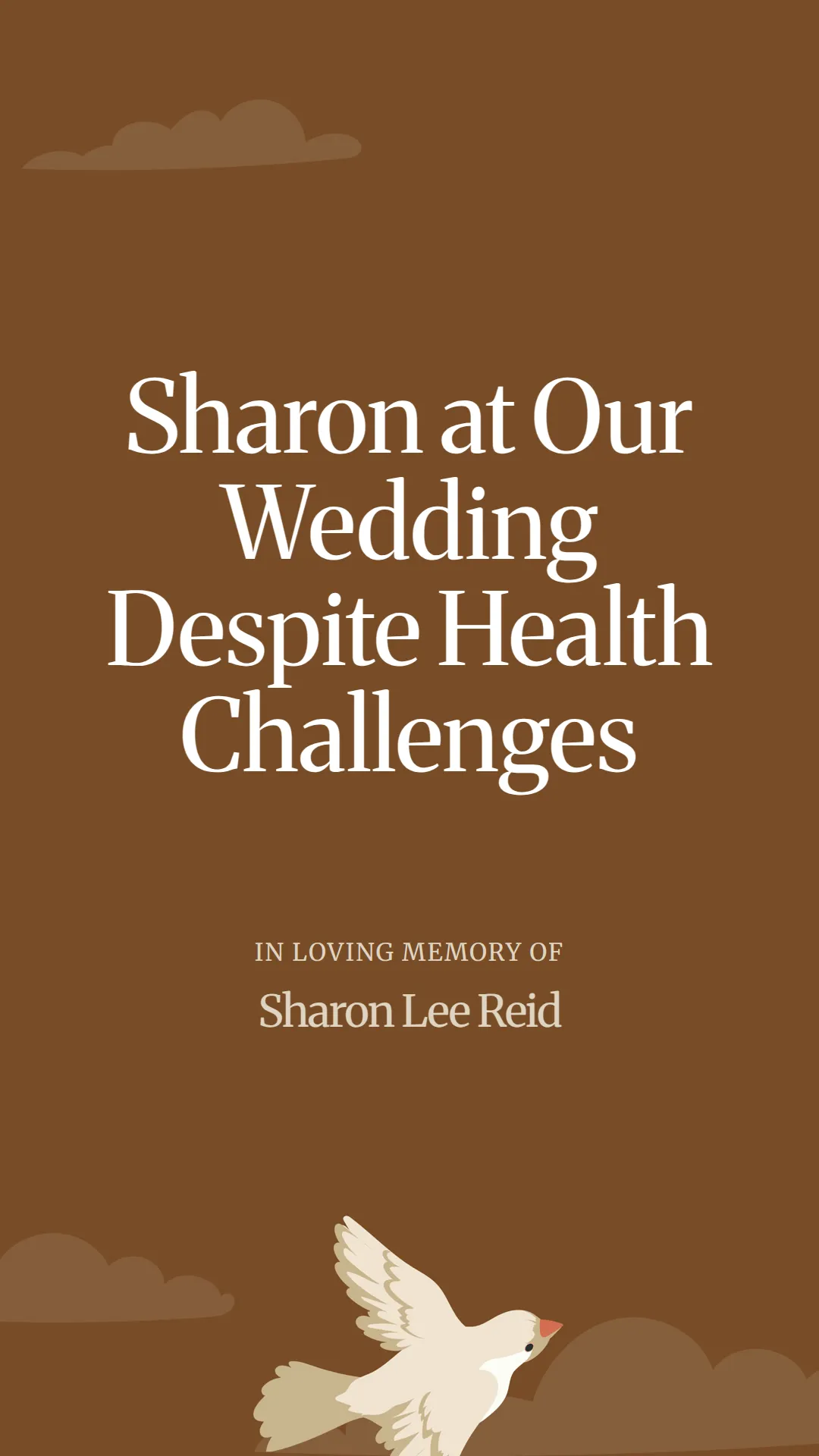 Sharon at Our Wedding Despite Health Challenges