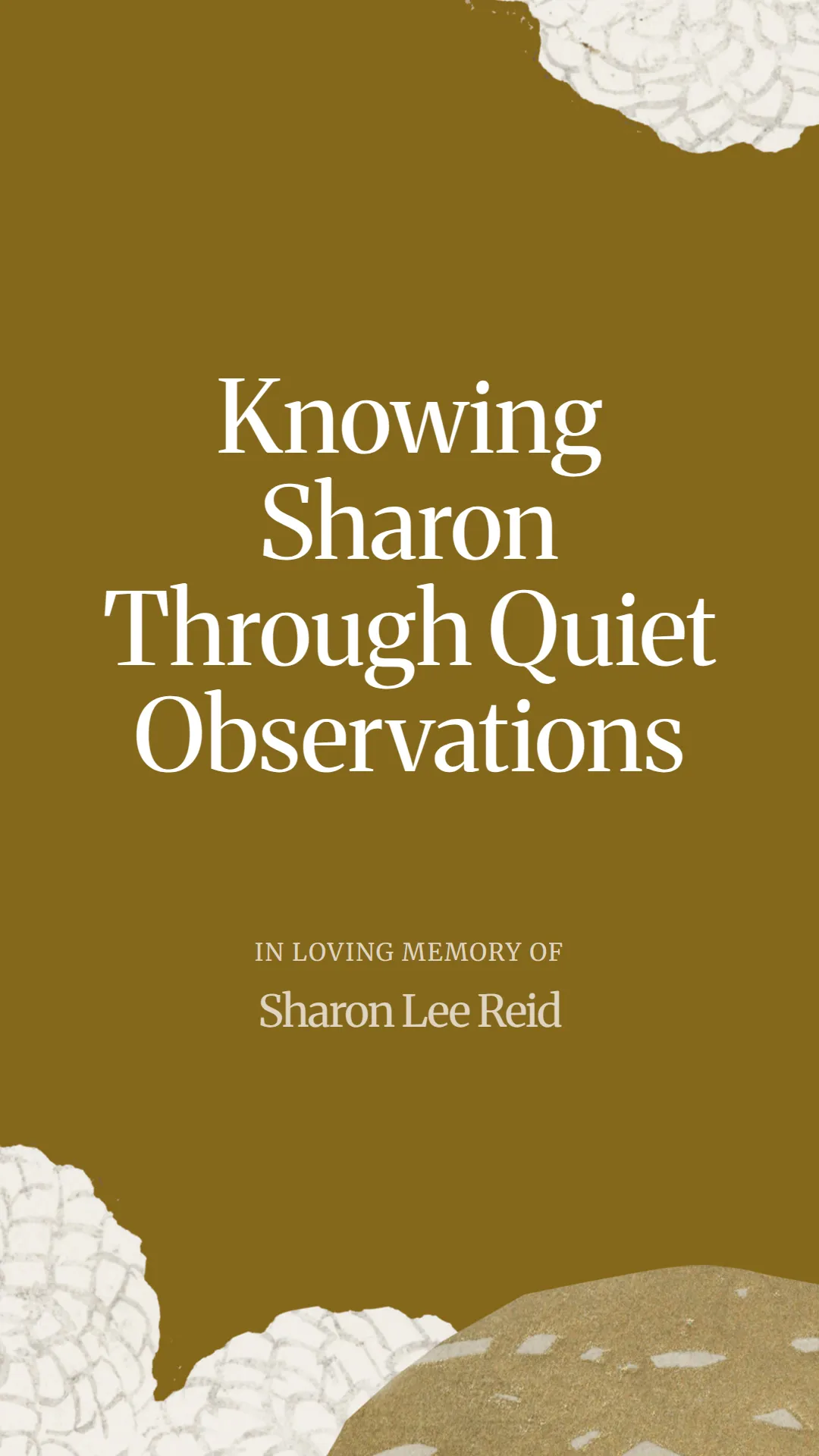Knowing Sharon Through Quiet Observations