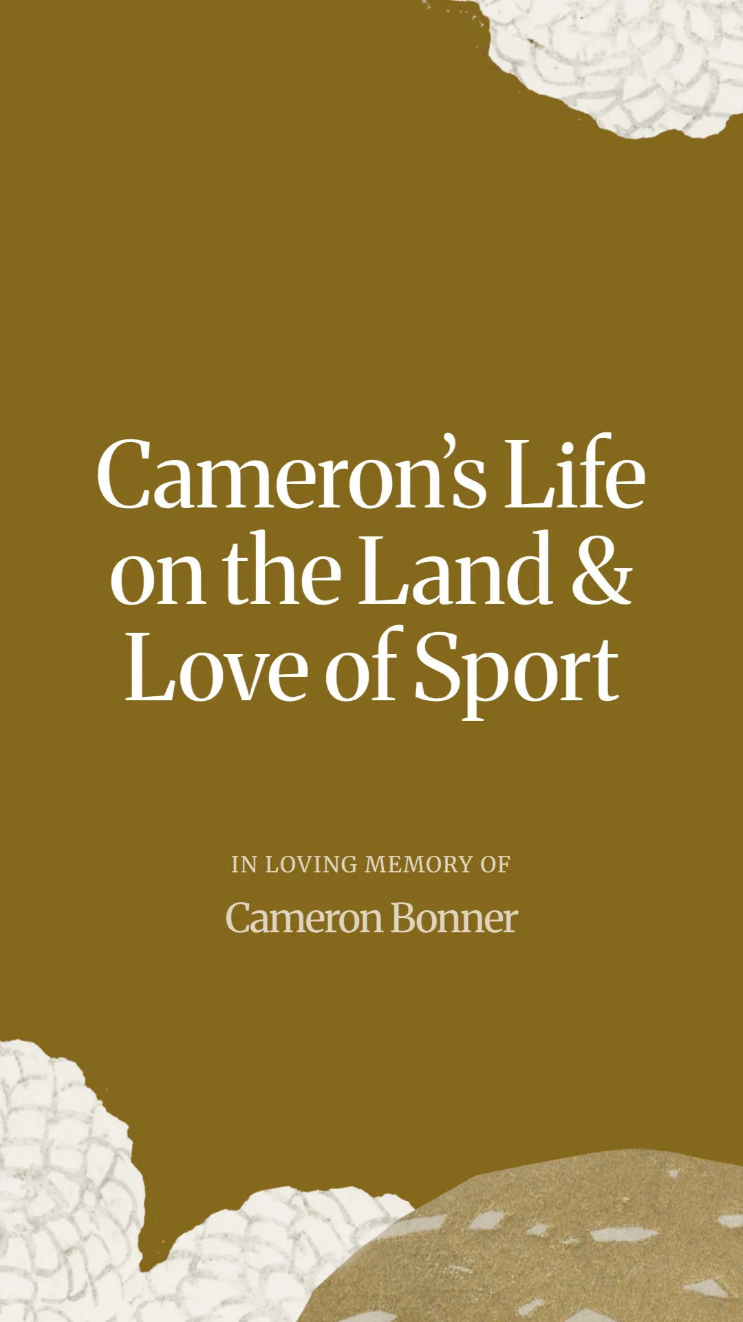 Cameron’s Life on the Land and Love of Sport