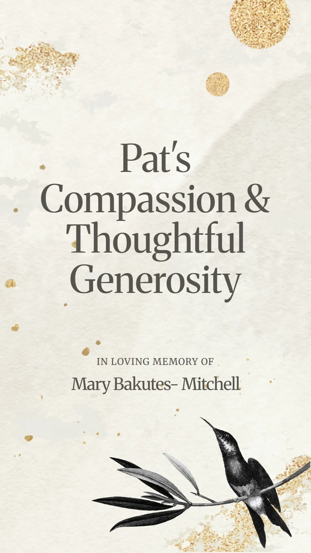 Pat's Compassion and Thoughtful Generosity