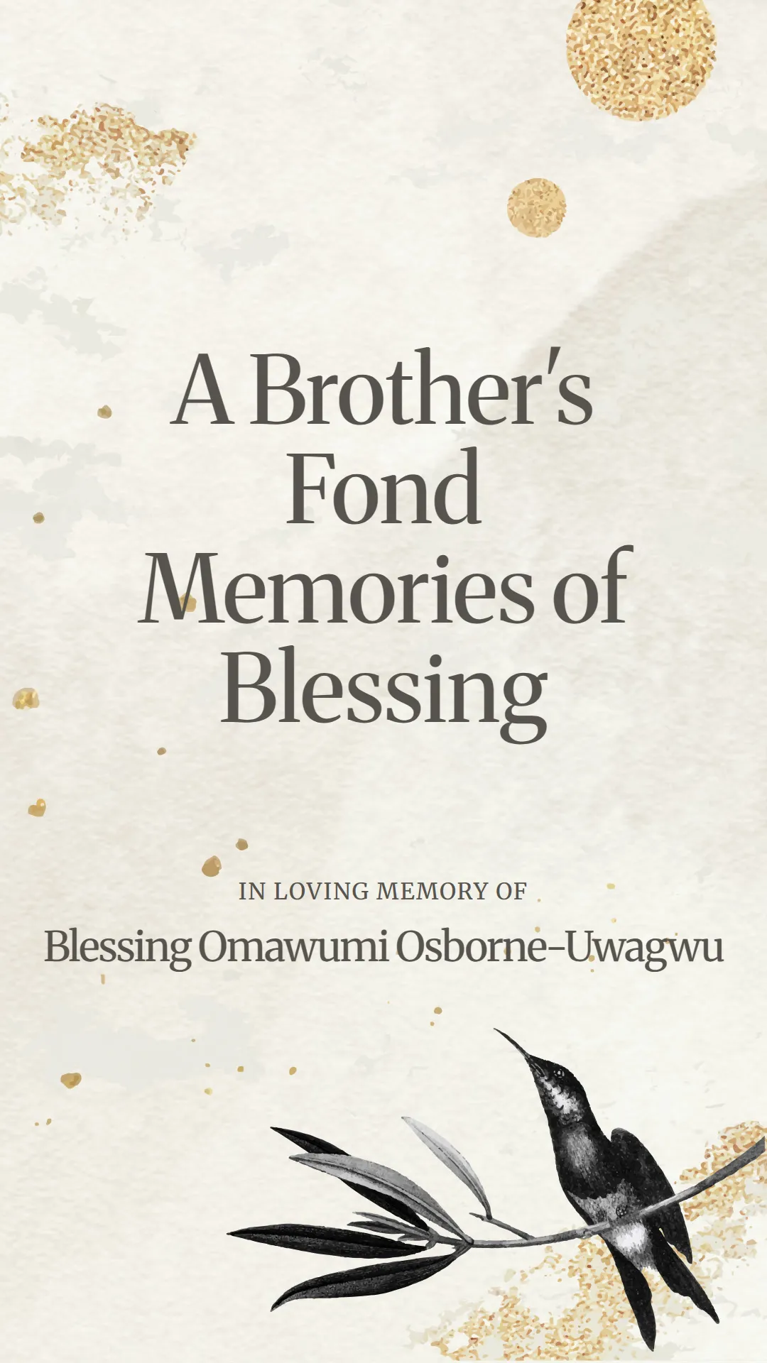 A Brother's Fond Memories of Blessing