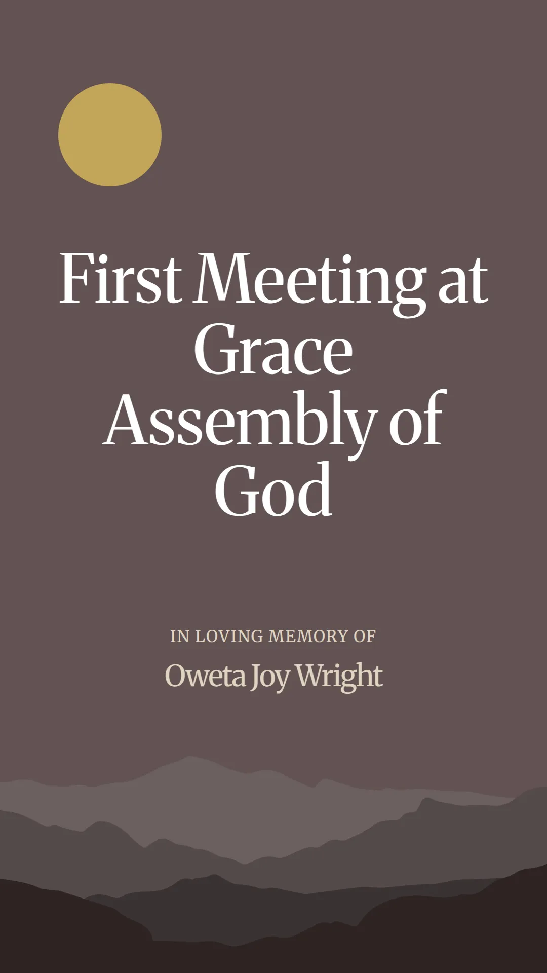 First Meeting at Grace Assembly of God