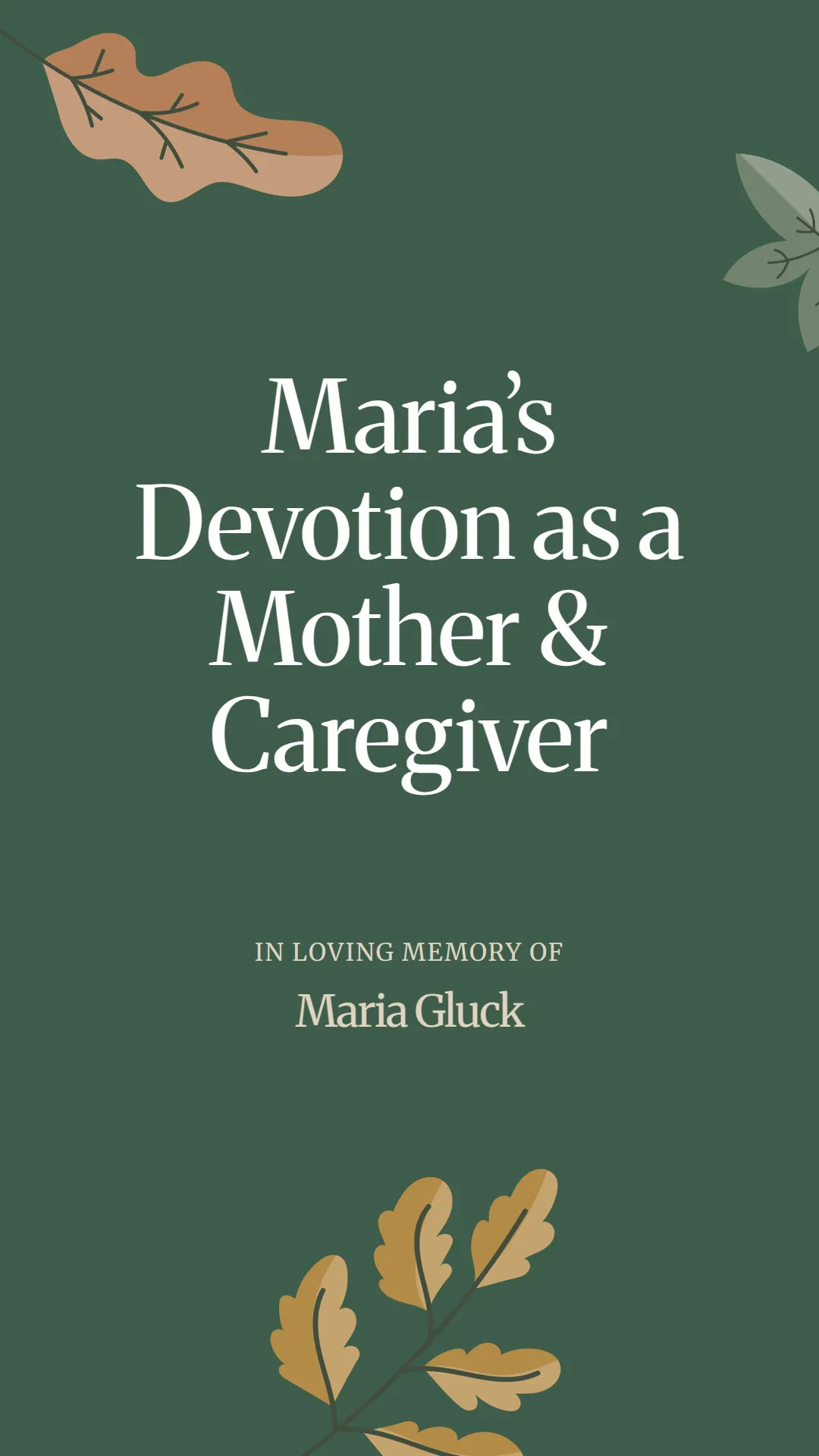 Maria’s Devotion as a Mother and Caregiver