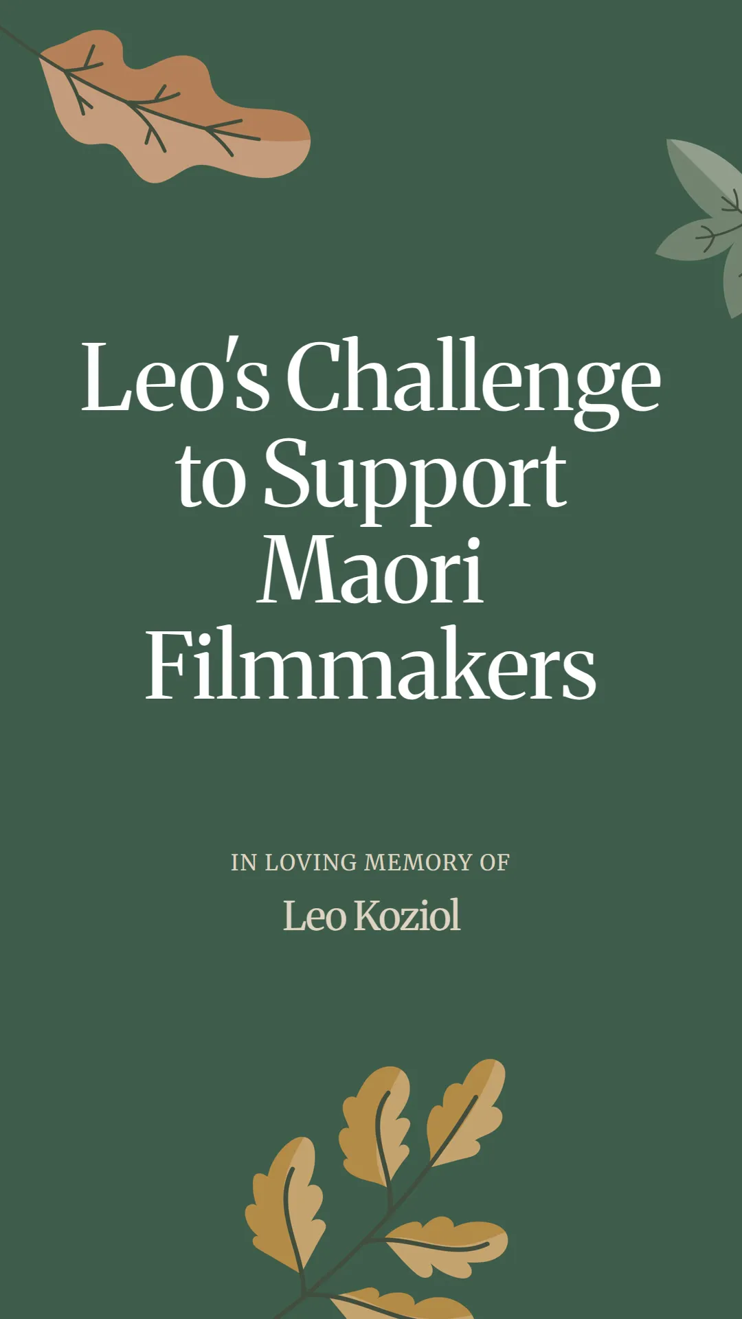 Leo's Challenge to Support Maori Filmmakers