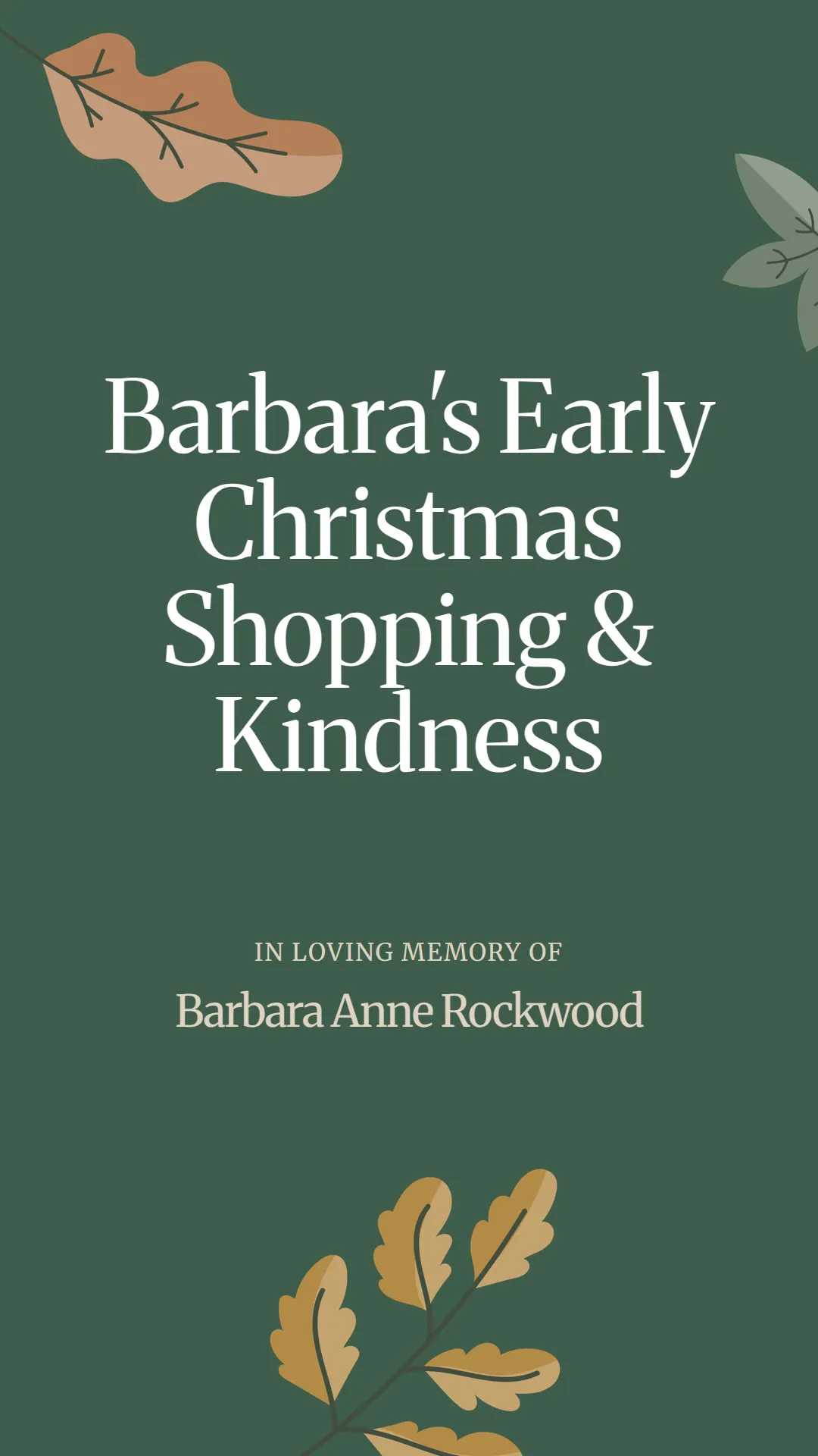 Barbara's Early Christmas Shopping and Kindness