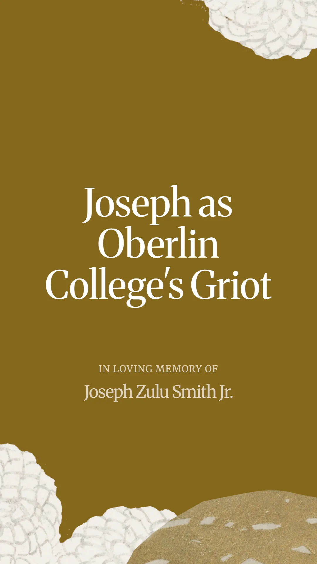 Joseph as Oberlin College's Griot