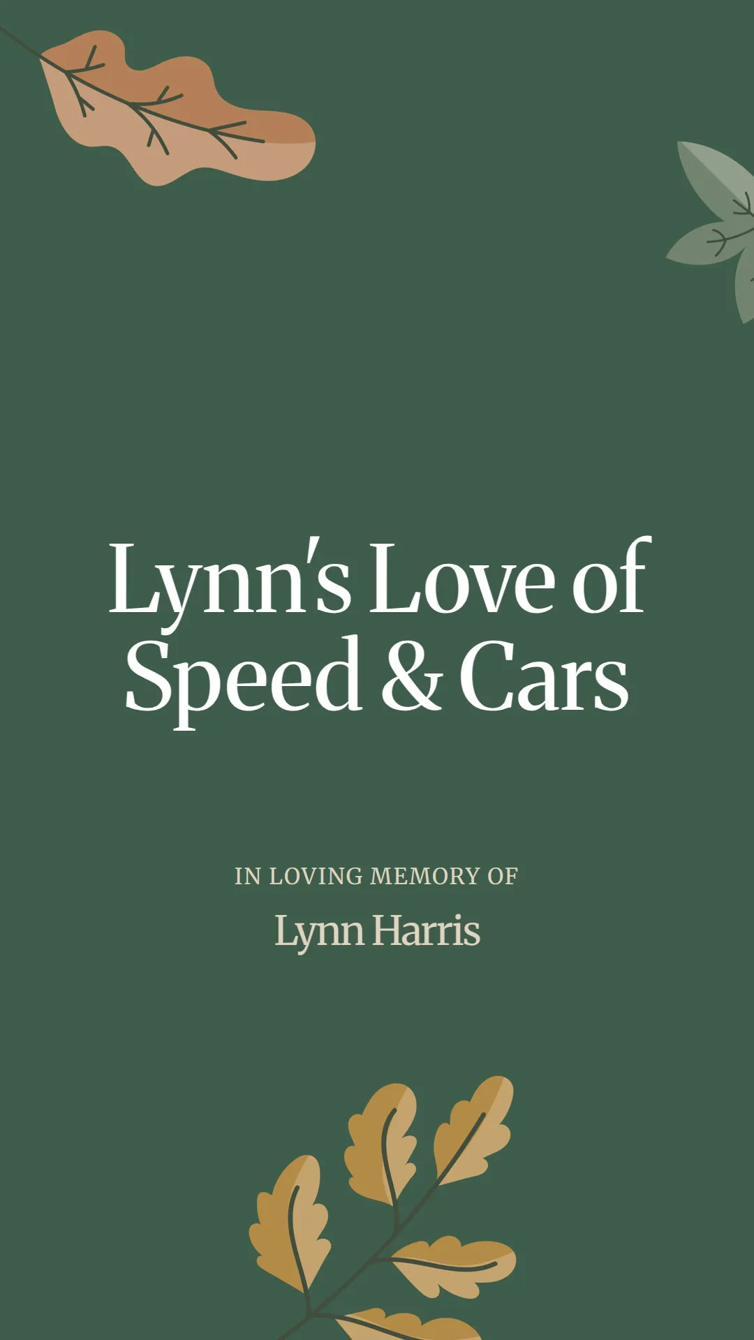 Lynn's Love of Speed and Cars