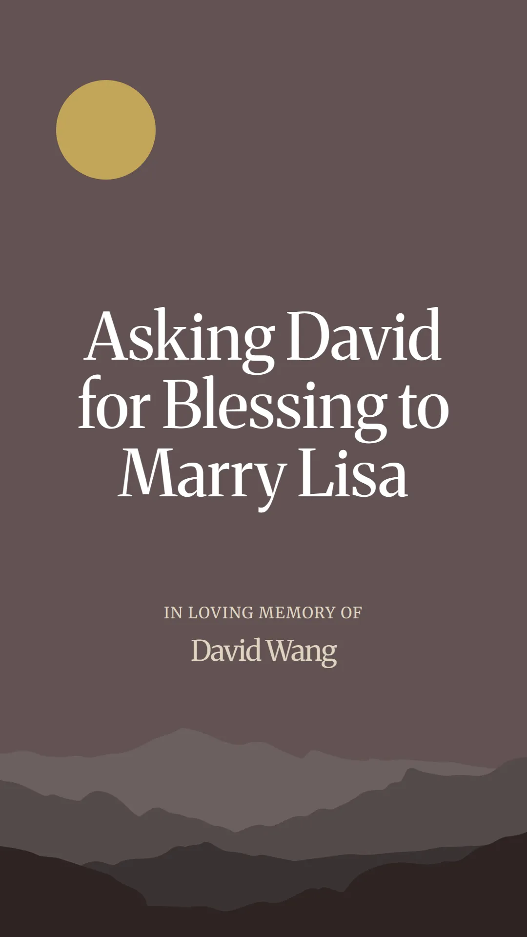 Asking David for Blessing to Marry Lisa
