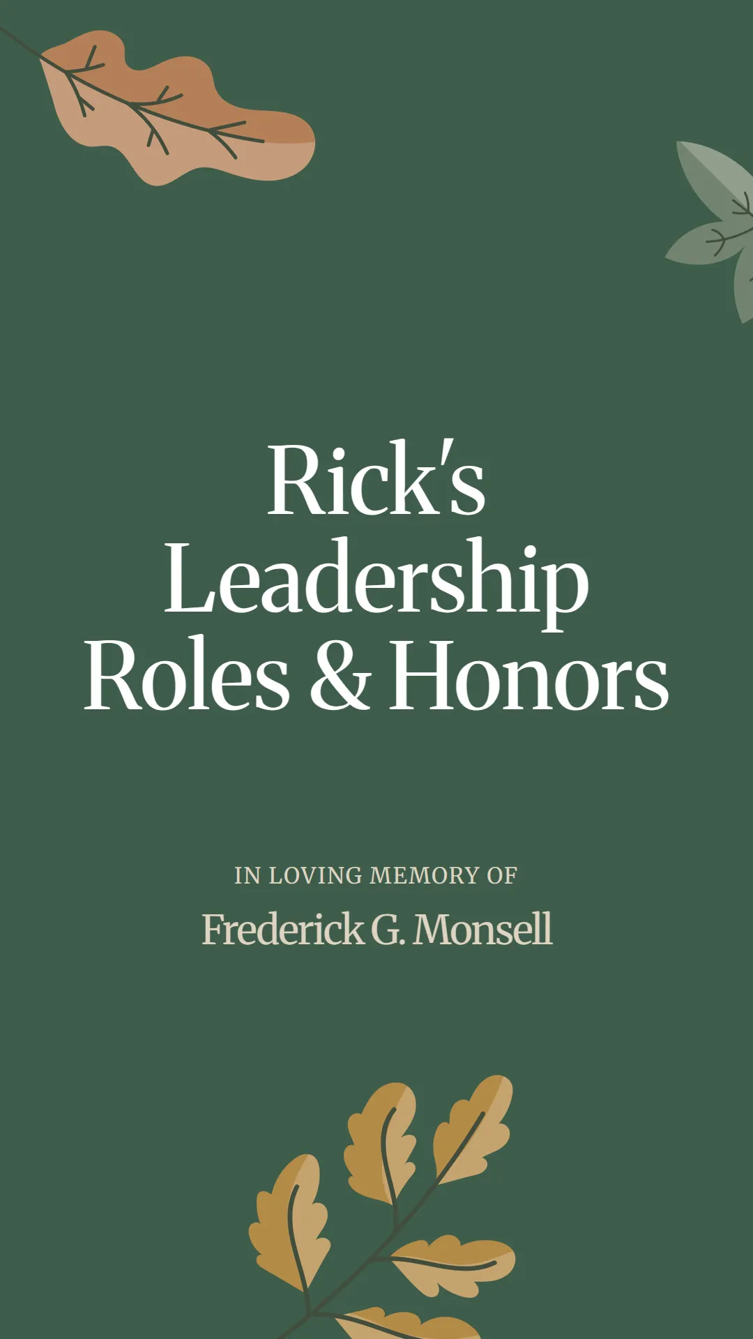 Rick's Leadership Roles and Honors