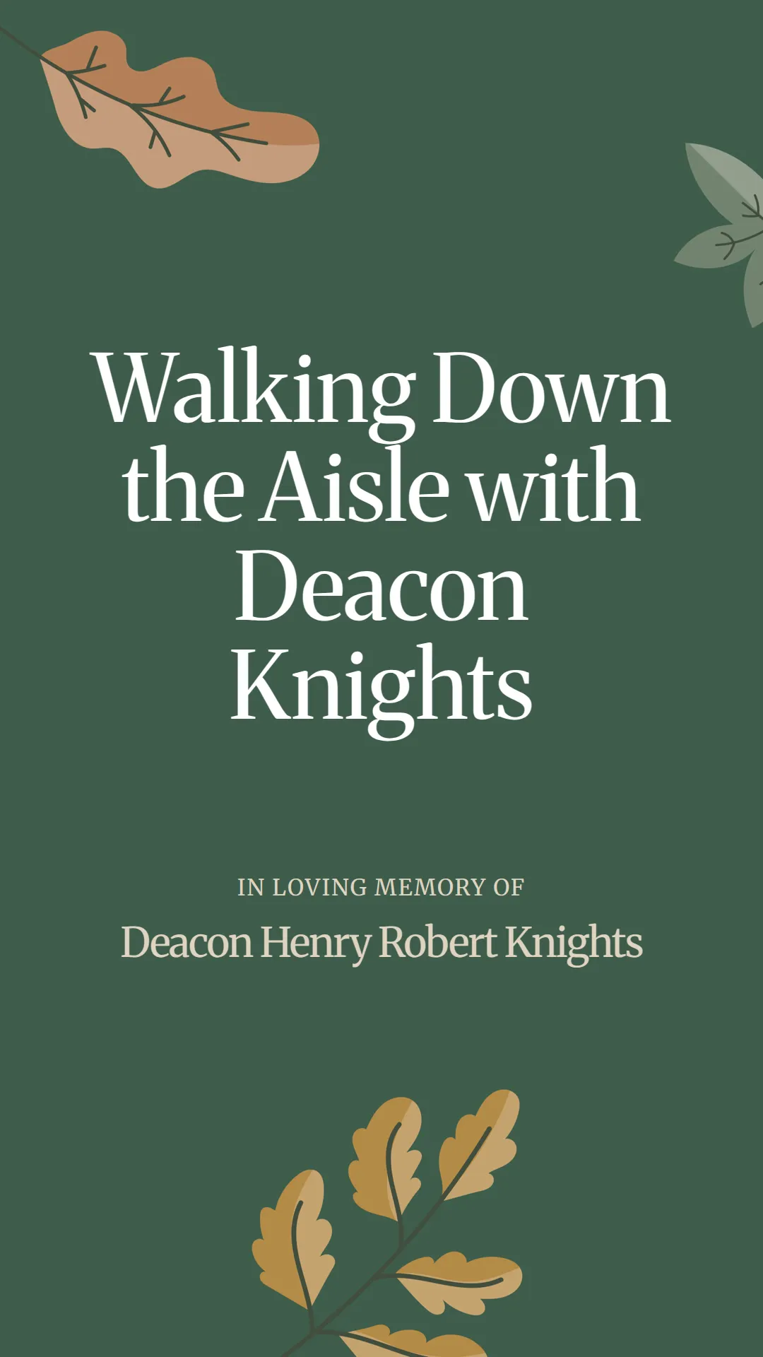 Walking Down the Aisle with Deacon Knights