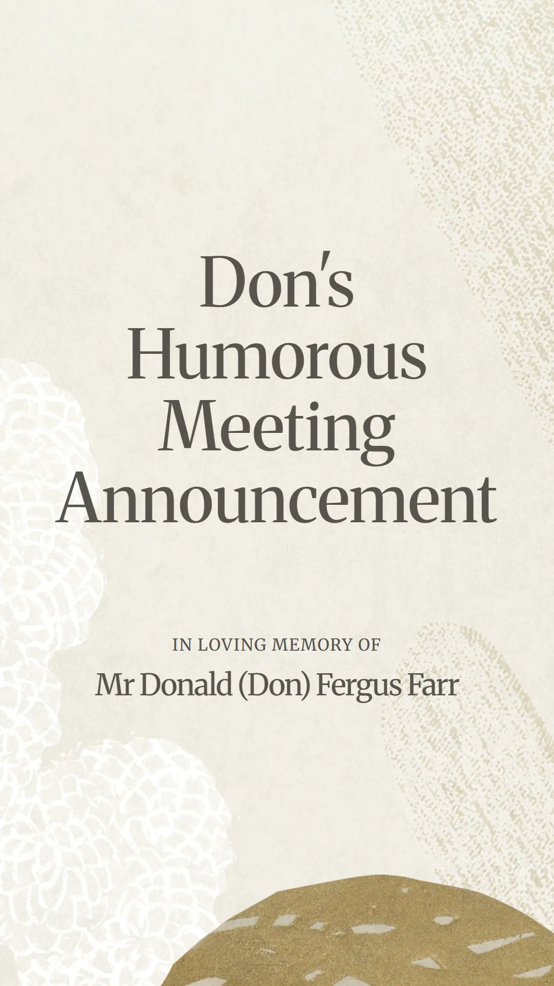 Don's Humorous Meeting Announcement