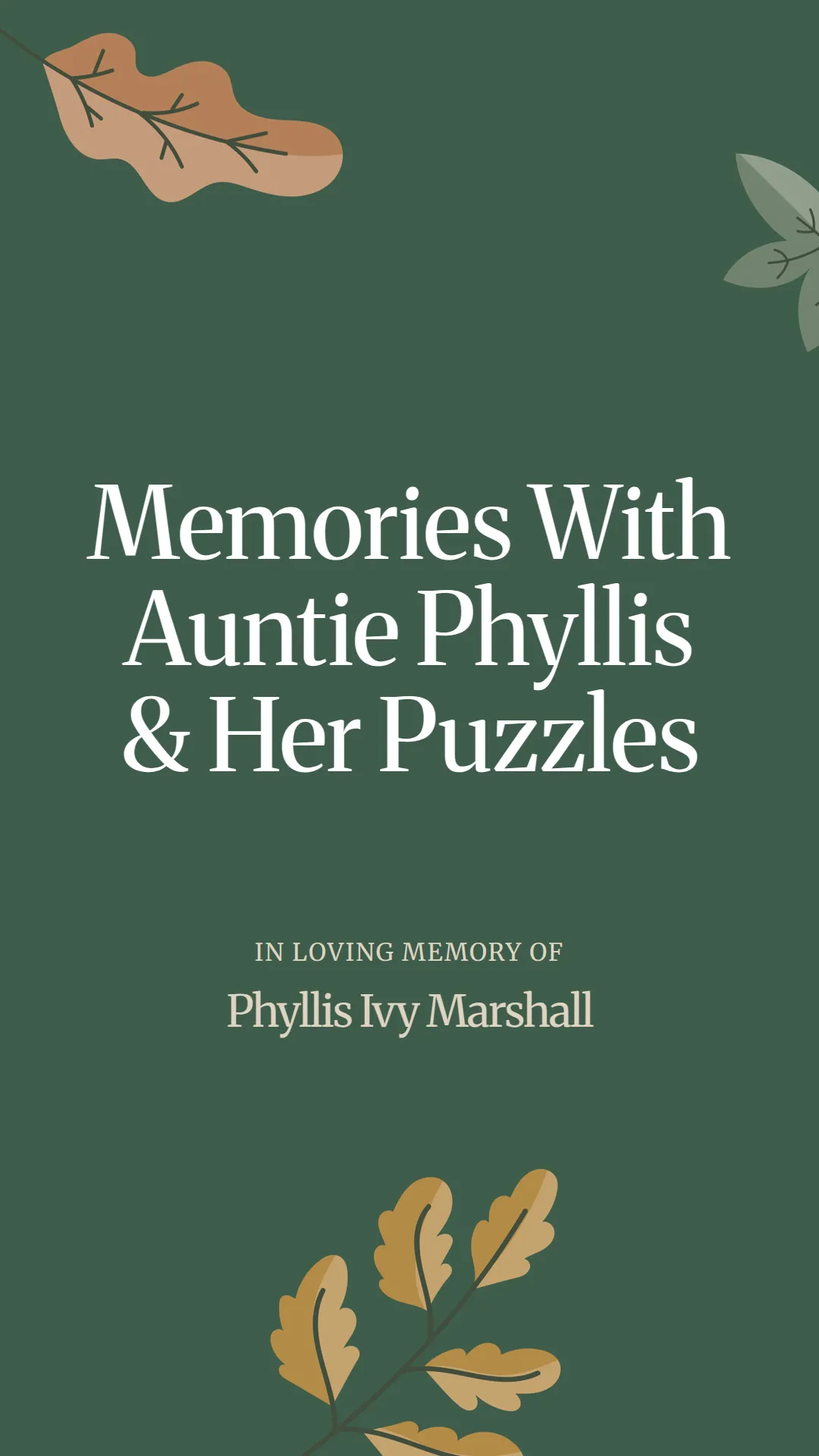 Memories With Auntie Phyllis and Her Puzzles