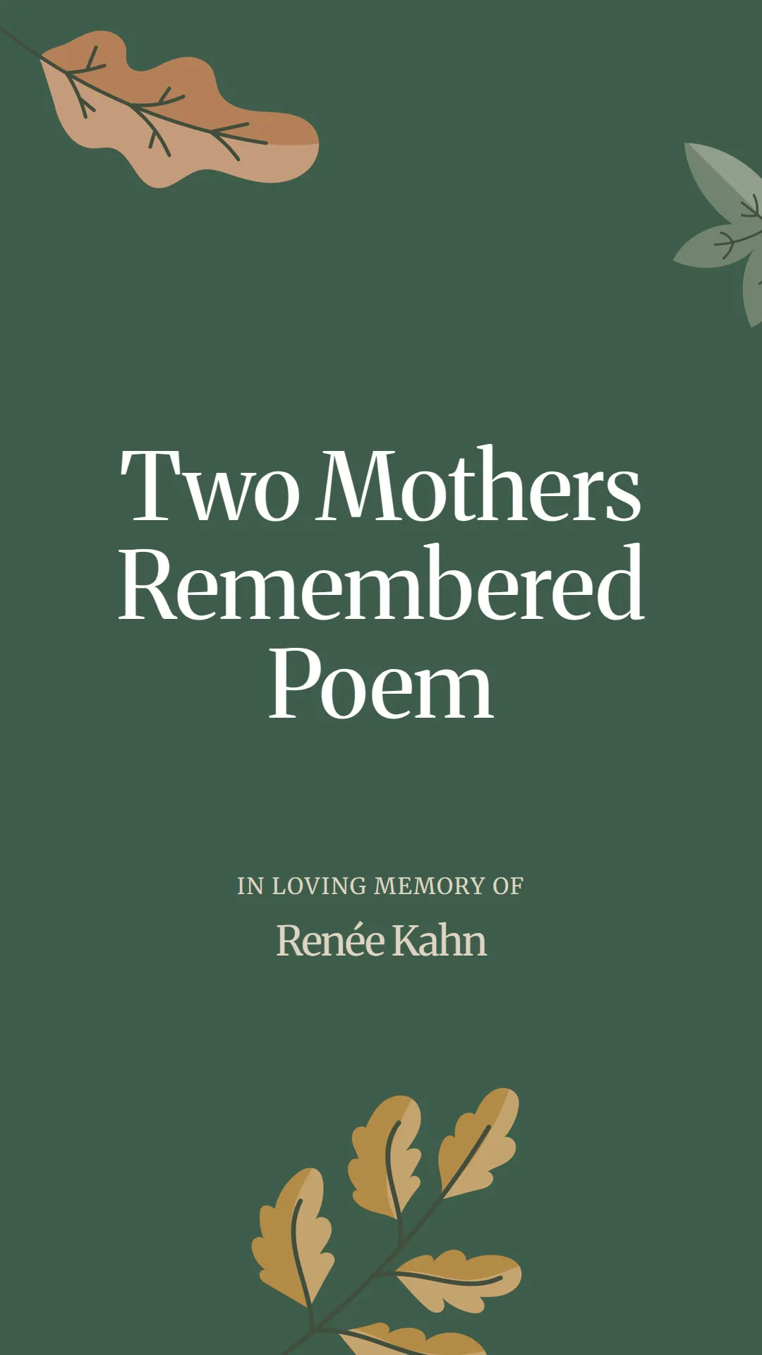 Two Mothers Remembered Poem
