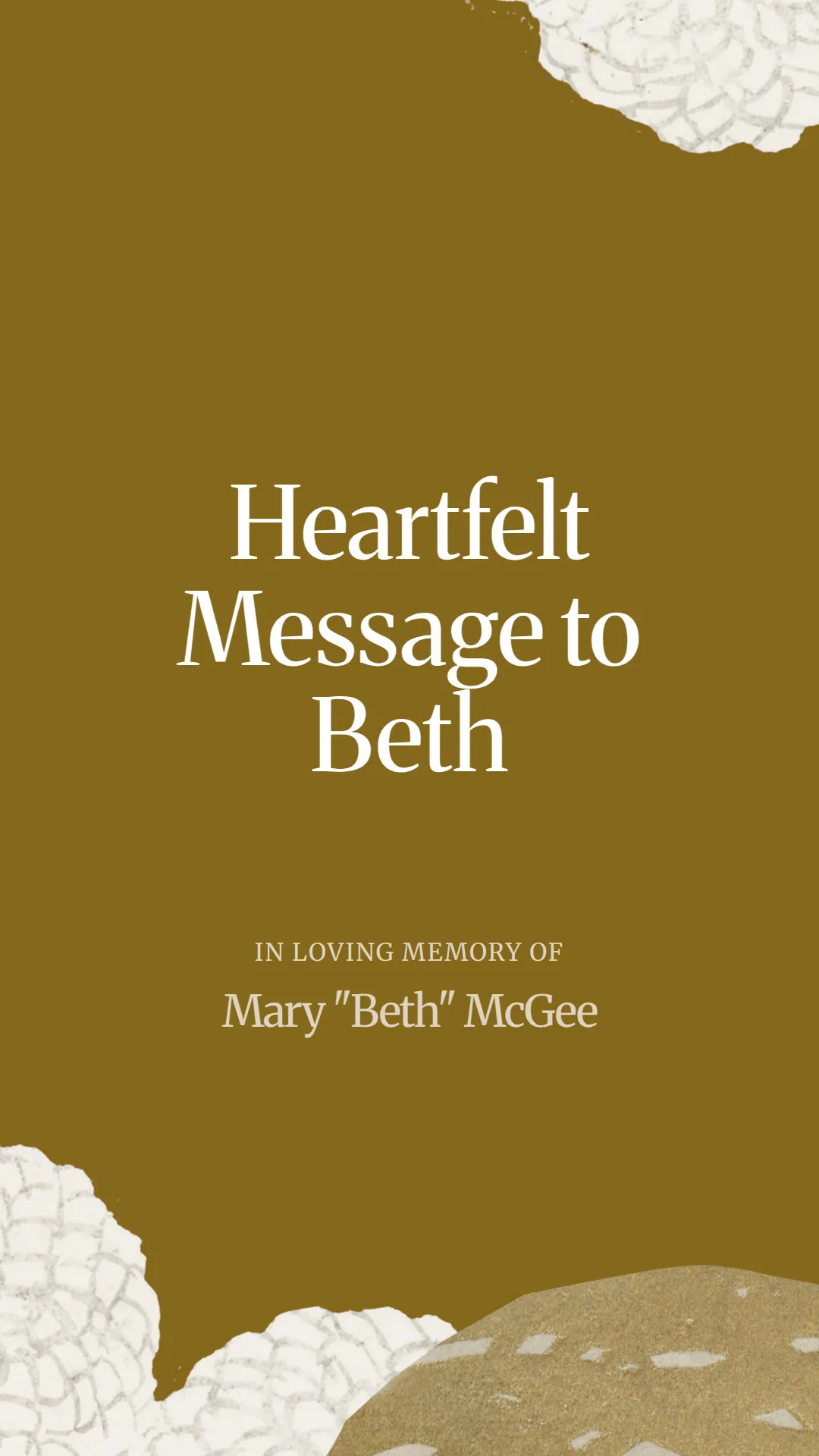 Heartfelt Message to Beth