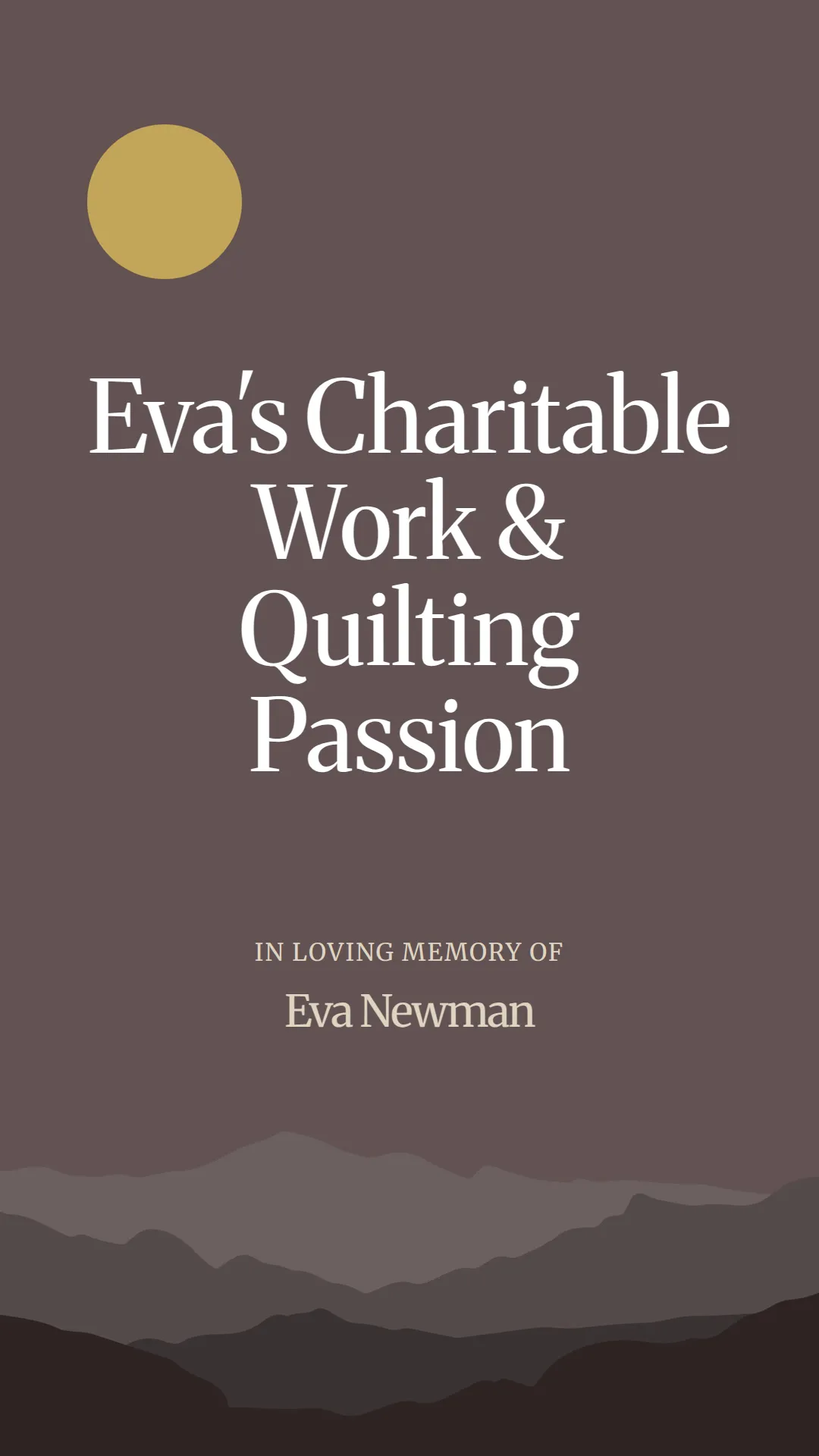 Eva's Charitable Work and Quilting Passion