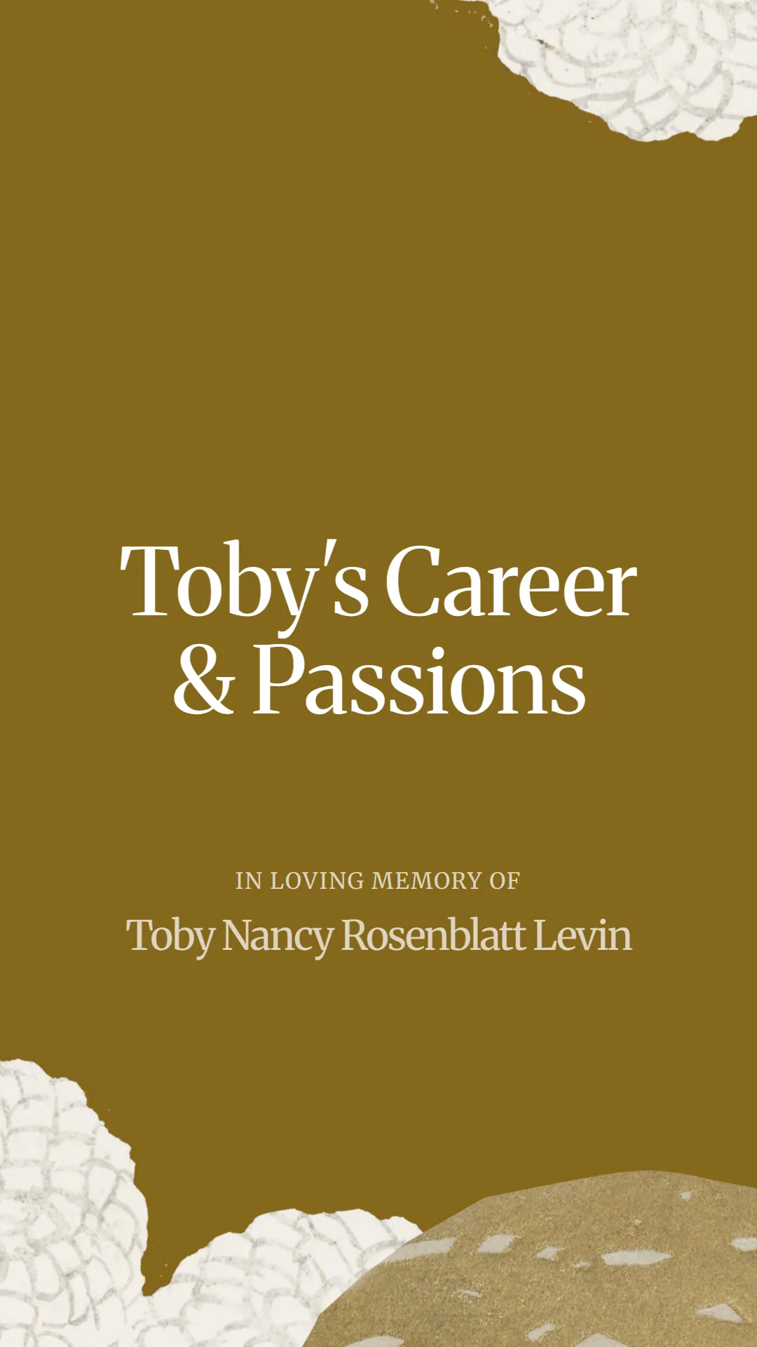 Toby's Career and Passions