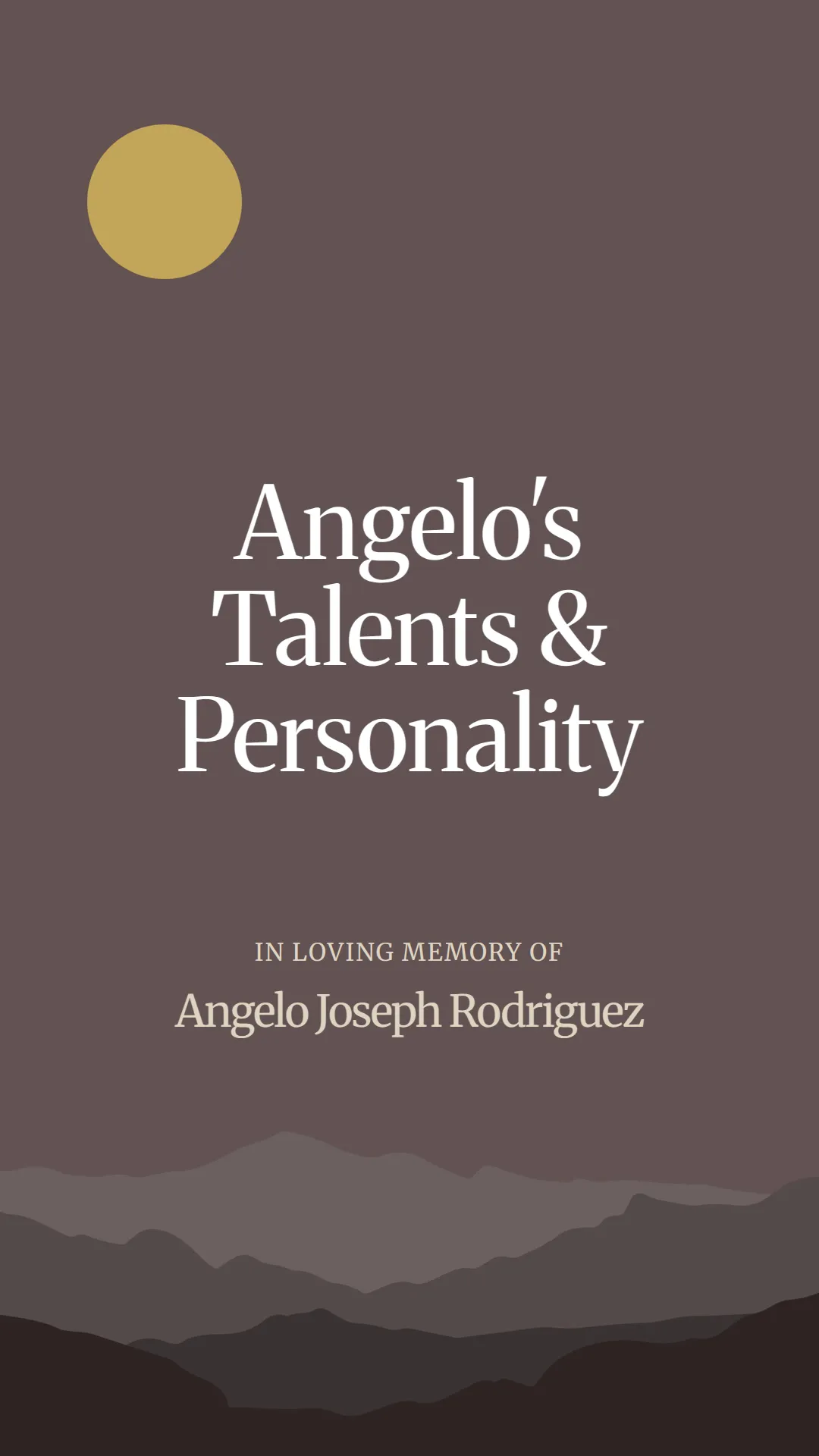 Angelo's Talents and Personality