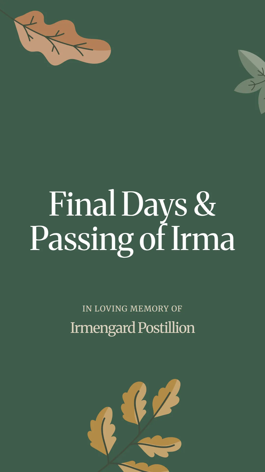Final Days and Passing of Irma