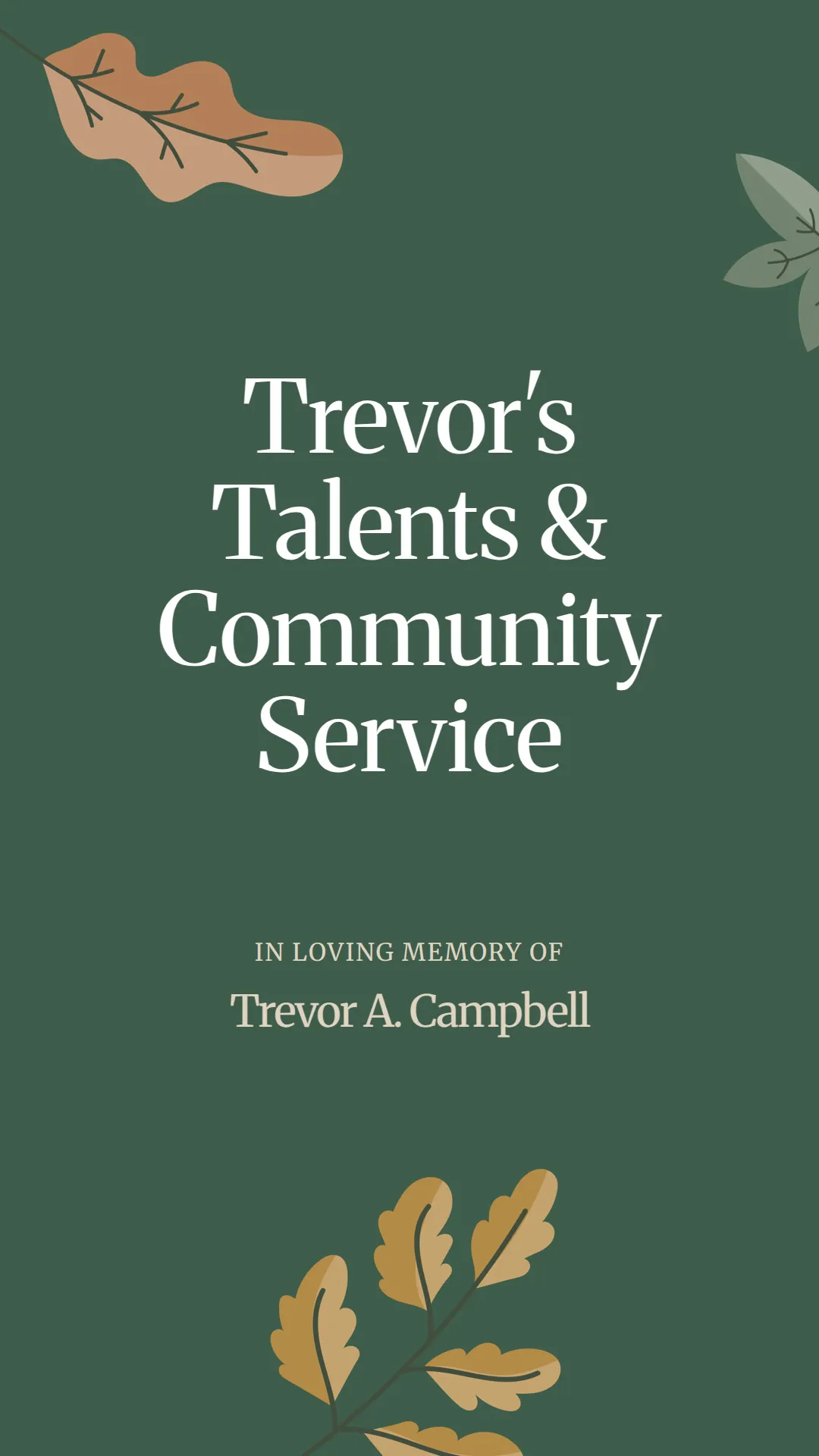 Trevor's Talents and Community Service