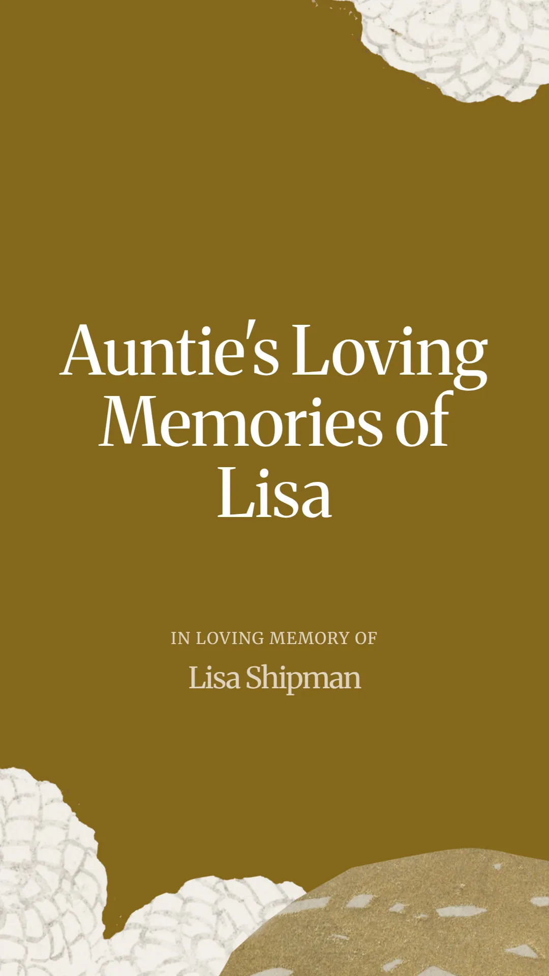 Auntie's Loving Memories of Lisa