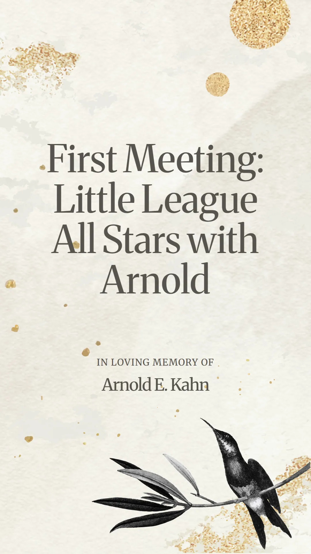 First Meeting: Little League All Stars with Arnold