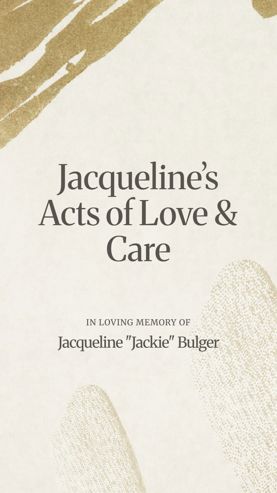 Jacqueline’s Acts of Love and Care
