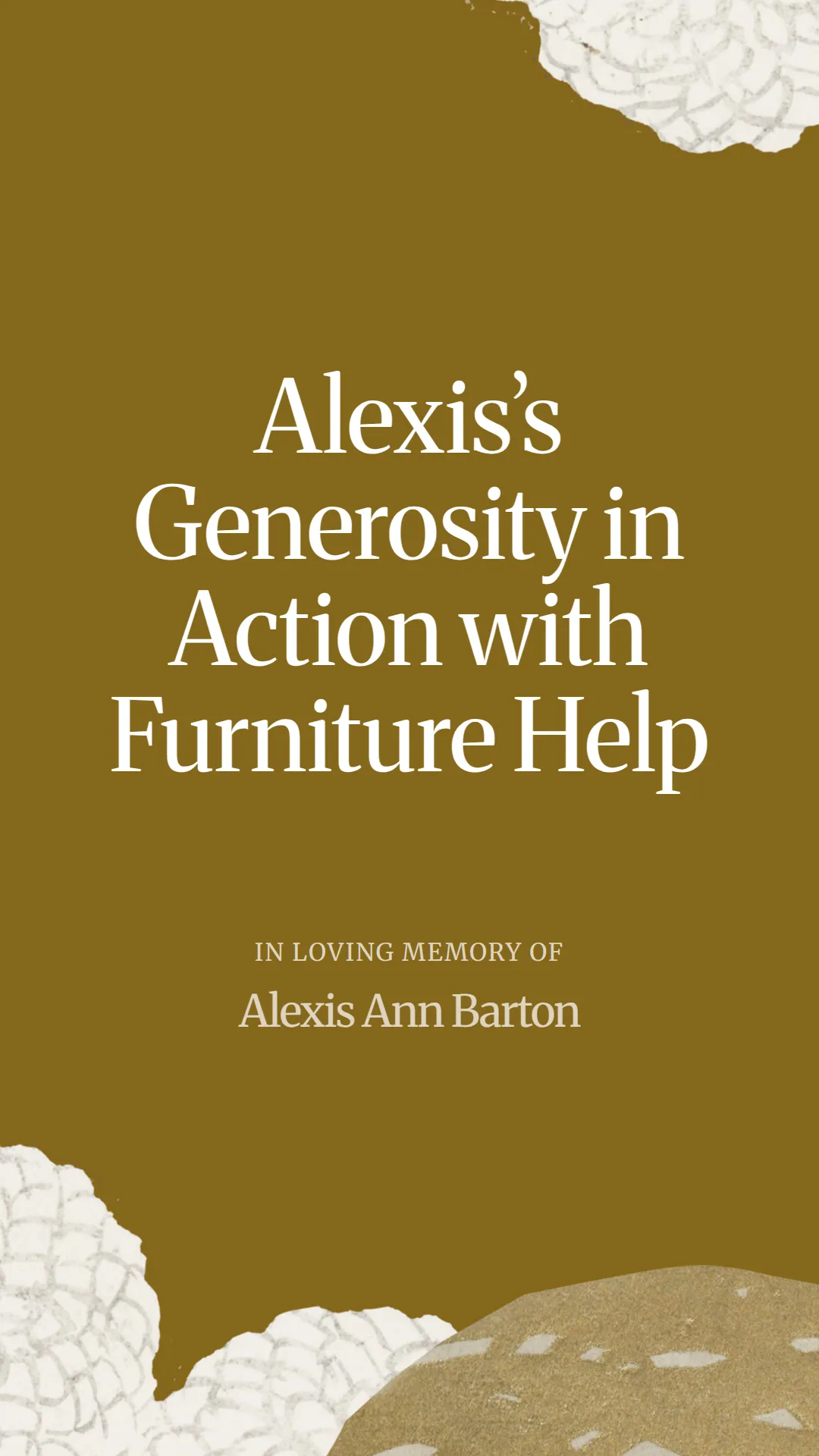 Alexis’s Generosity in Action with Furniture Help