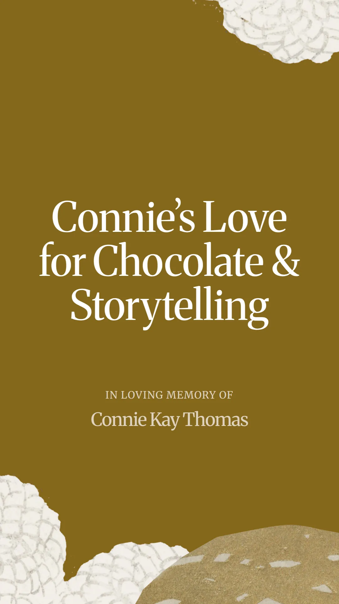 Connie’s Love for Chocolate and Storytelling