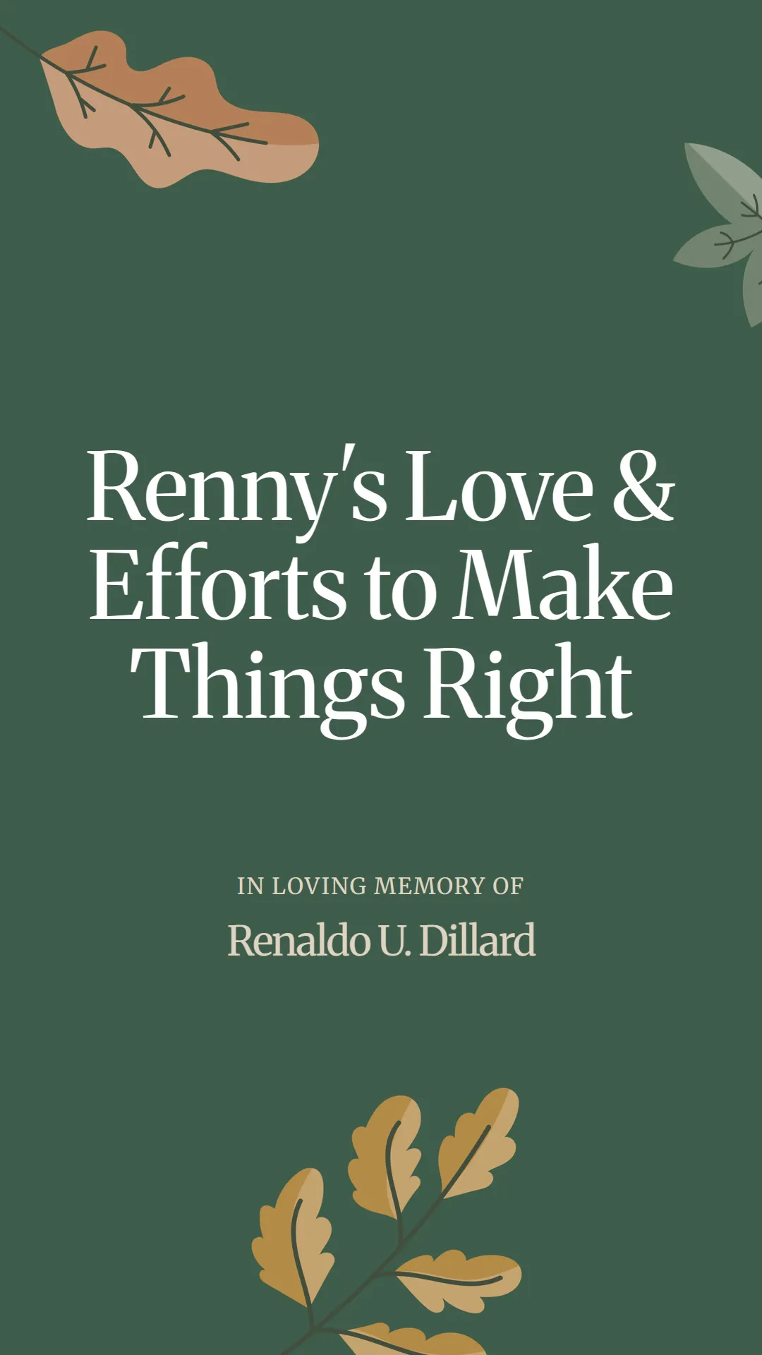 Renny's Love and Efforts to Make Things Right