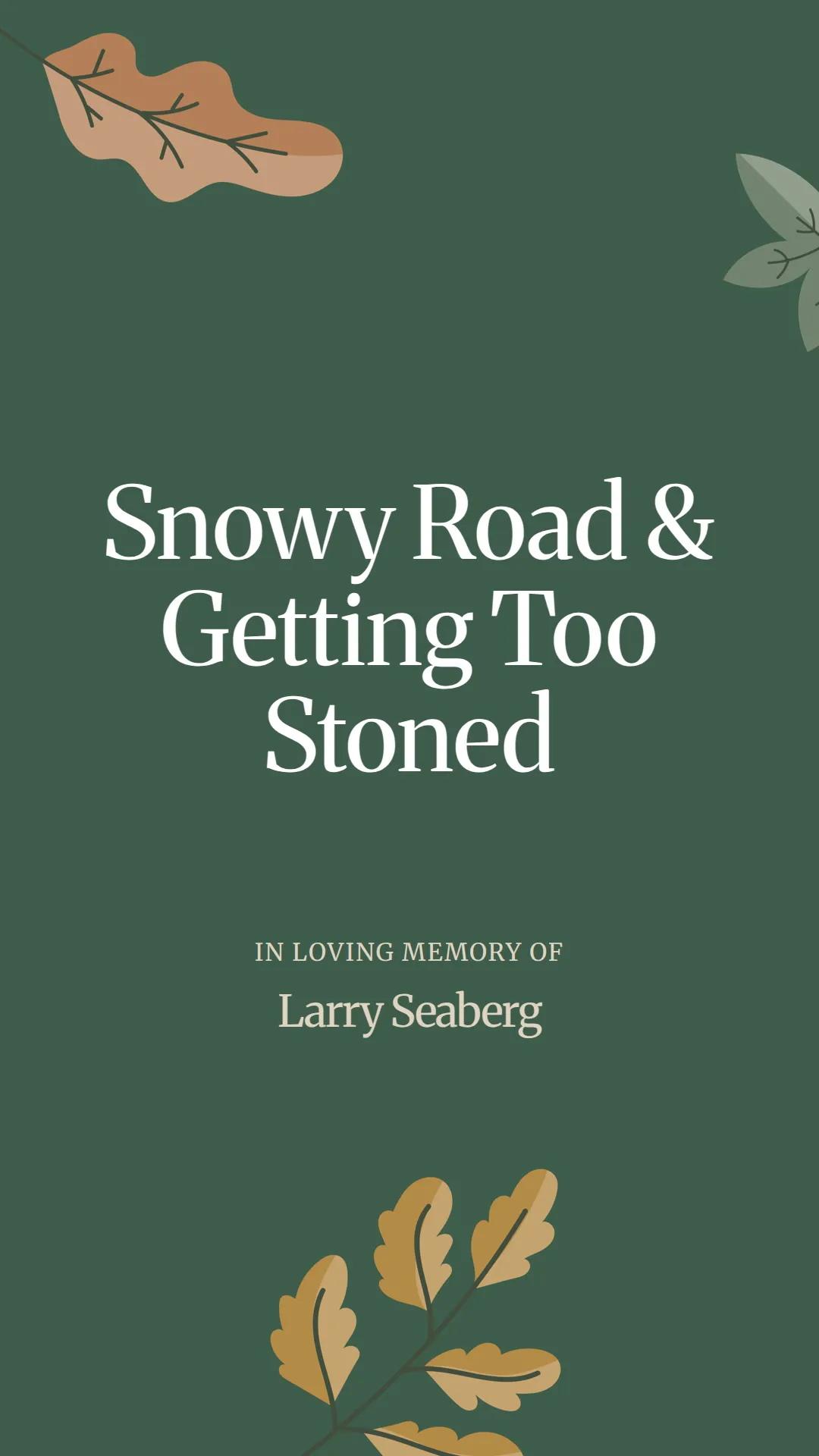 Snowy Road and Getting Too Stoned